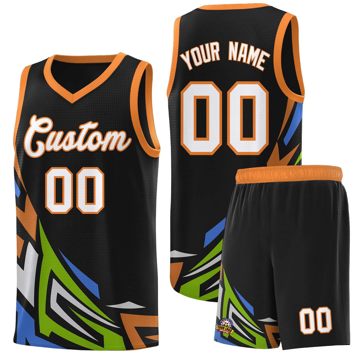 Custom Black Gradient Graffiti Pattern Sports Uniform Basketball Jersey