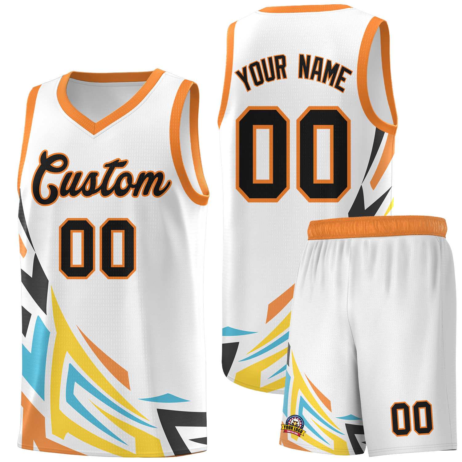 Custom White Gradient Graffiti Pattern Sports Uniform Basketball Jersey