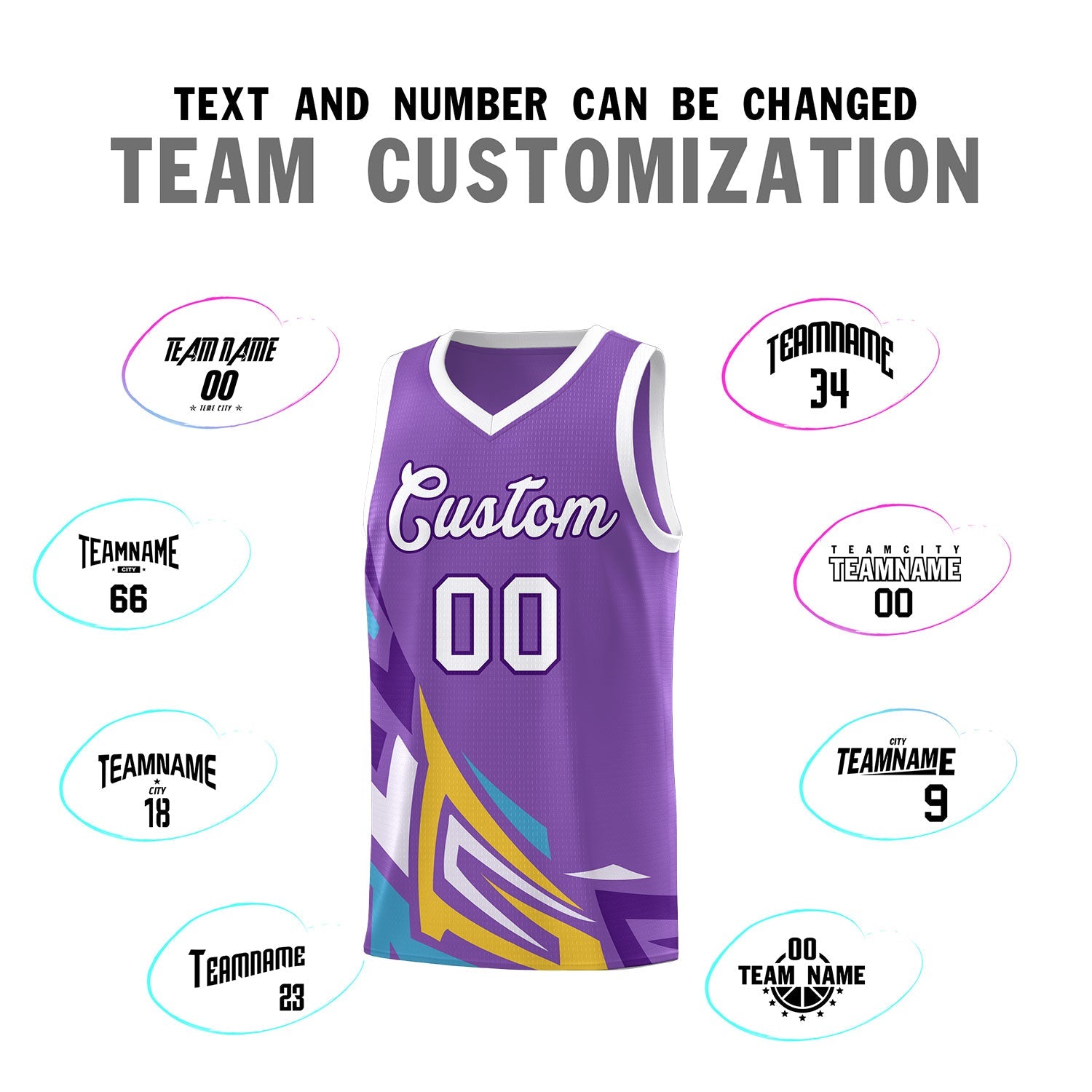 Custom Light Purple Gradient Graffiti Pattern Sports Uniform Basketball Jersey