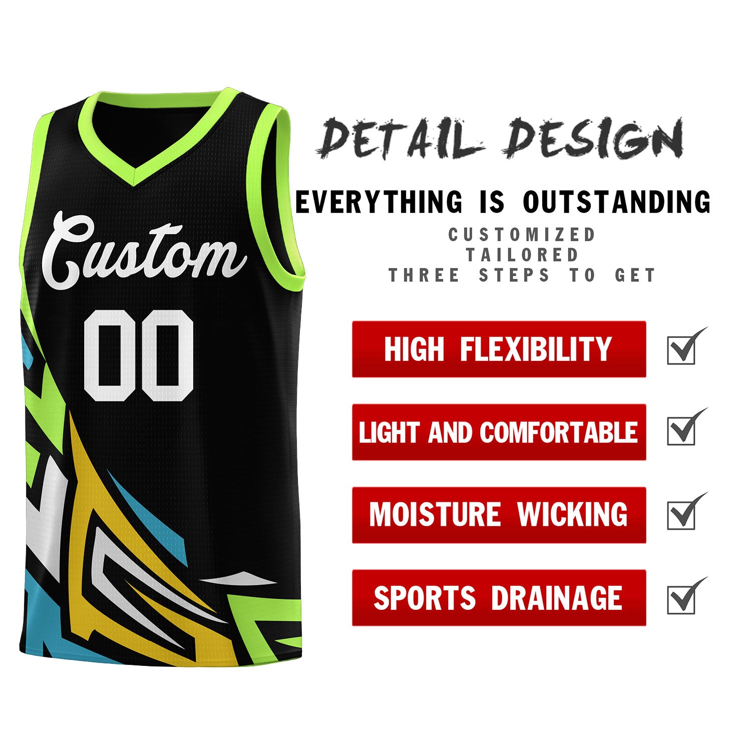 Custom Black Gradient Graffiti Pattern Sports Uniform Basketball Jersey