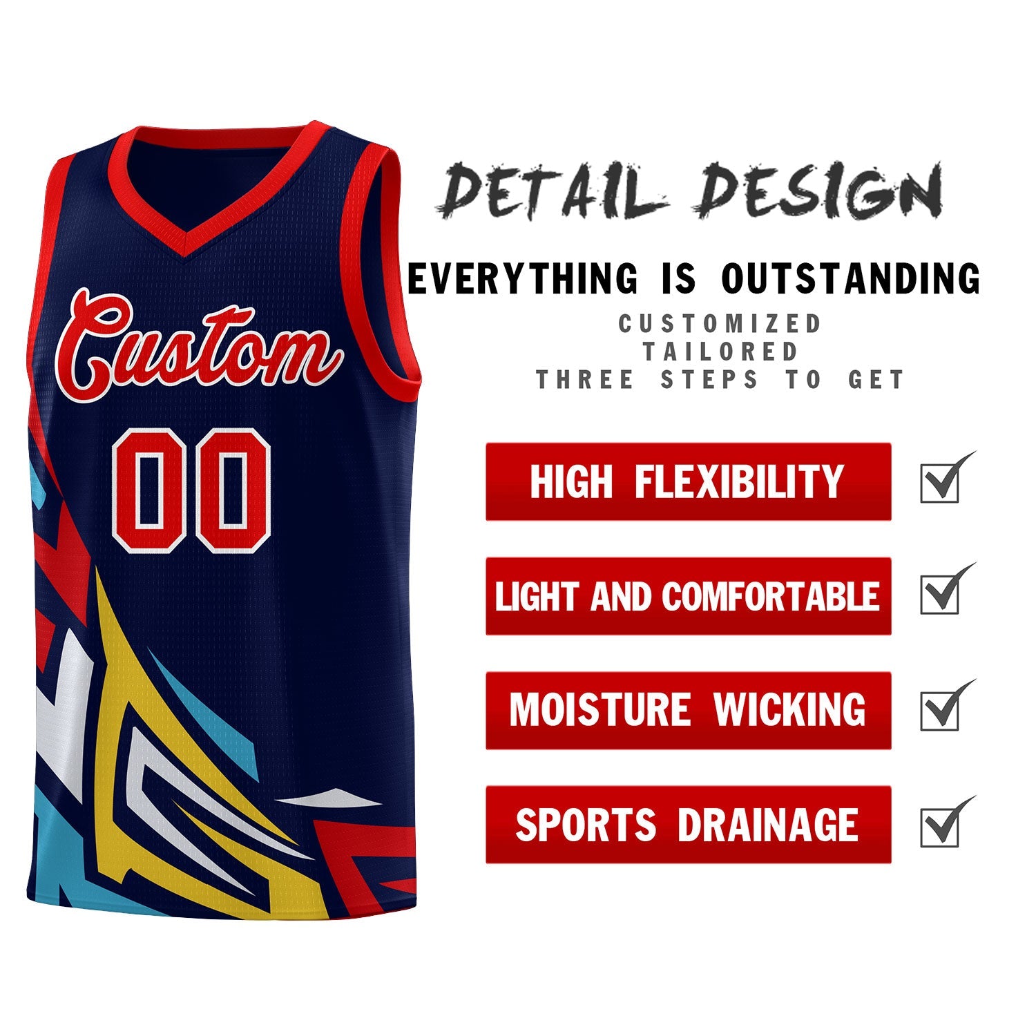 Custom Navy Gradient Graffiti Pattern Sports Uniform Basketball Jersey