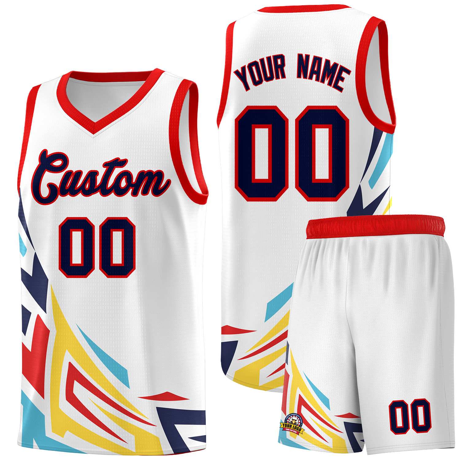 Custom White Gradient Graffiti Pattern Sports Uniform Basketball Jersey