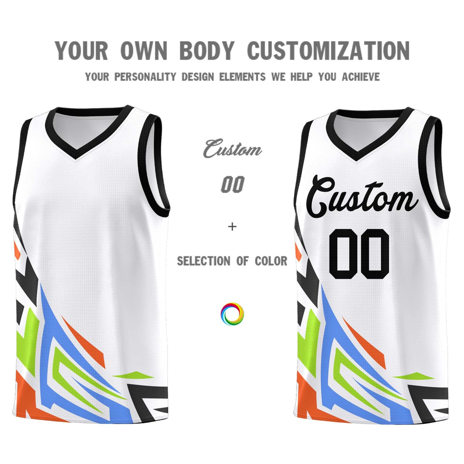 Custom White Gradient Graffiti Pattern Sports Uniform Basketball Jersey
