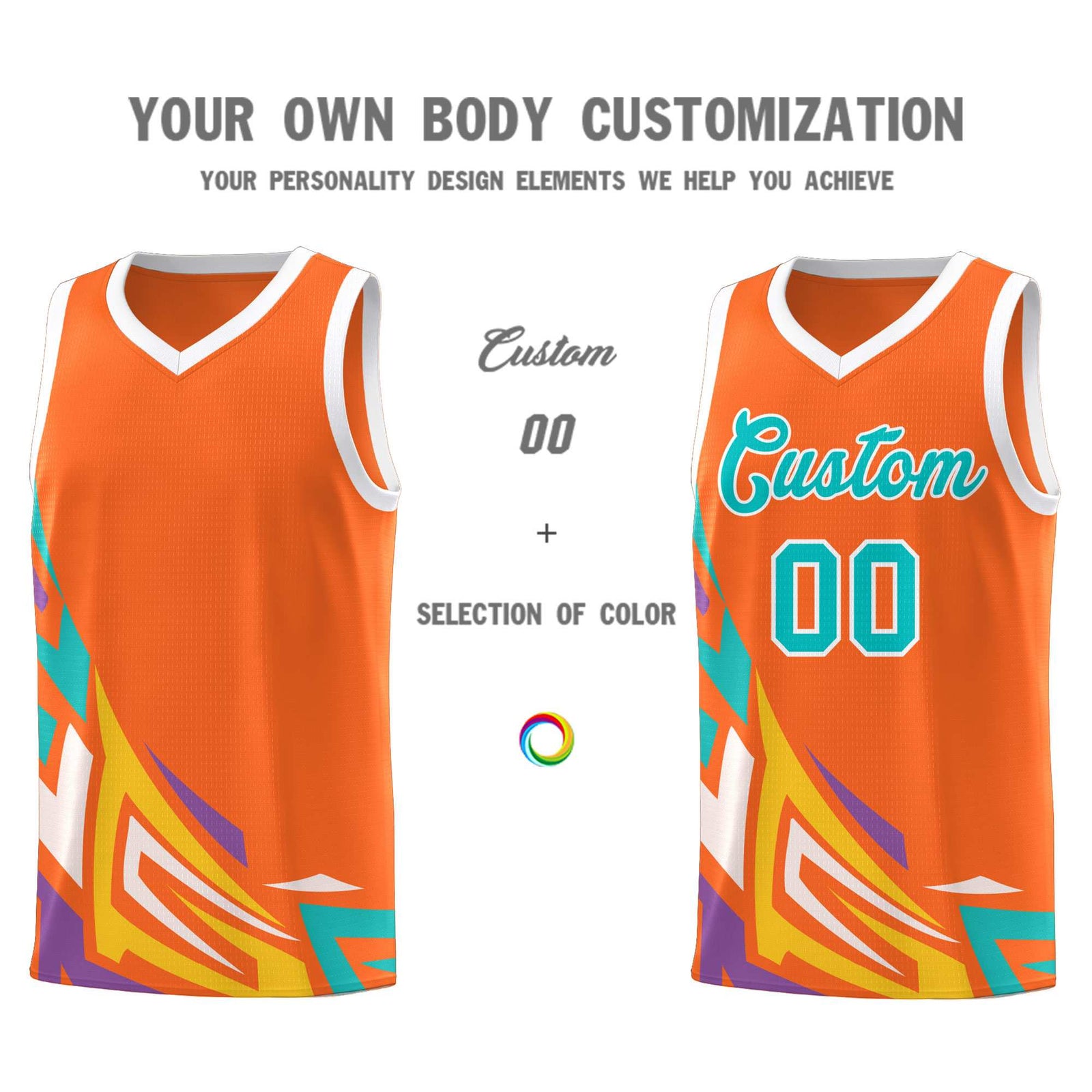 Custom Orange Gradient Graffiti Pattern Sports Uniform Basketball Jersey