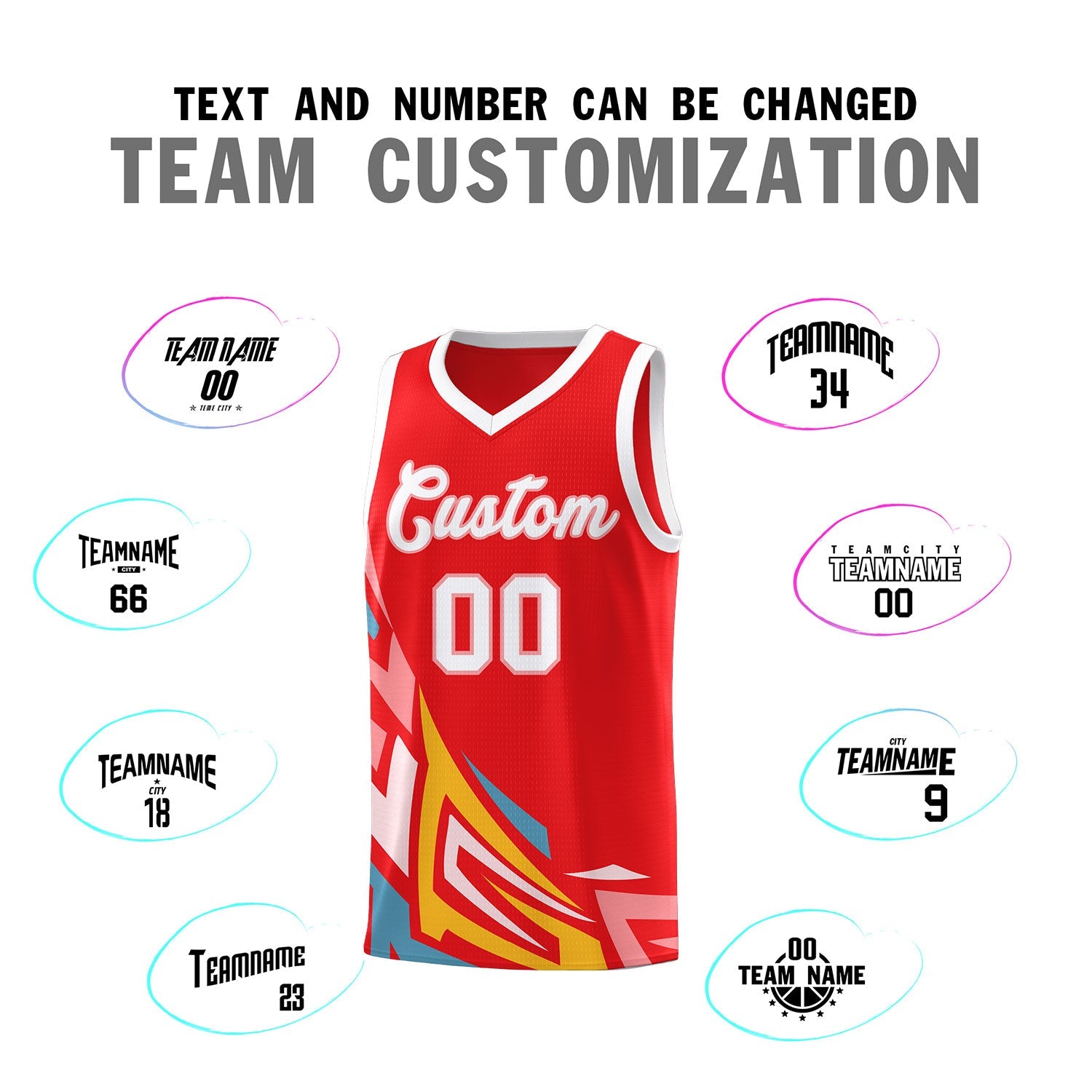 Custom Red Gradient Graffiti Pattern Sports Uniform Basketball Jersey