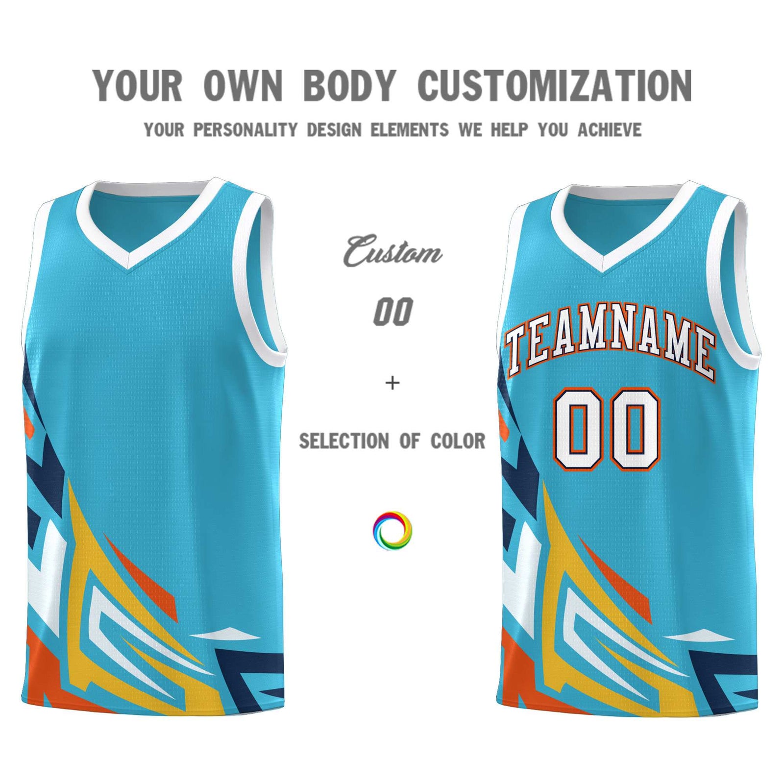 Custom Sky Blue Gradient Graffiti Pattern Sports Uniform Basketball Jersey