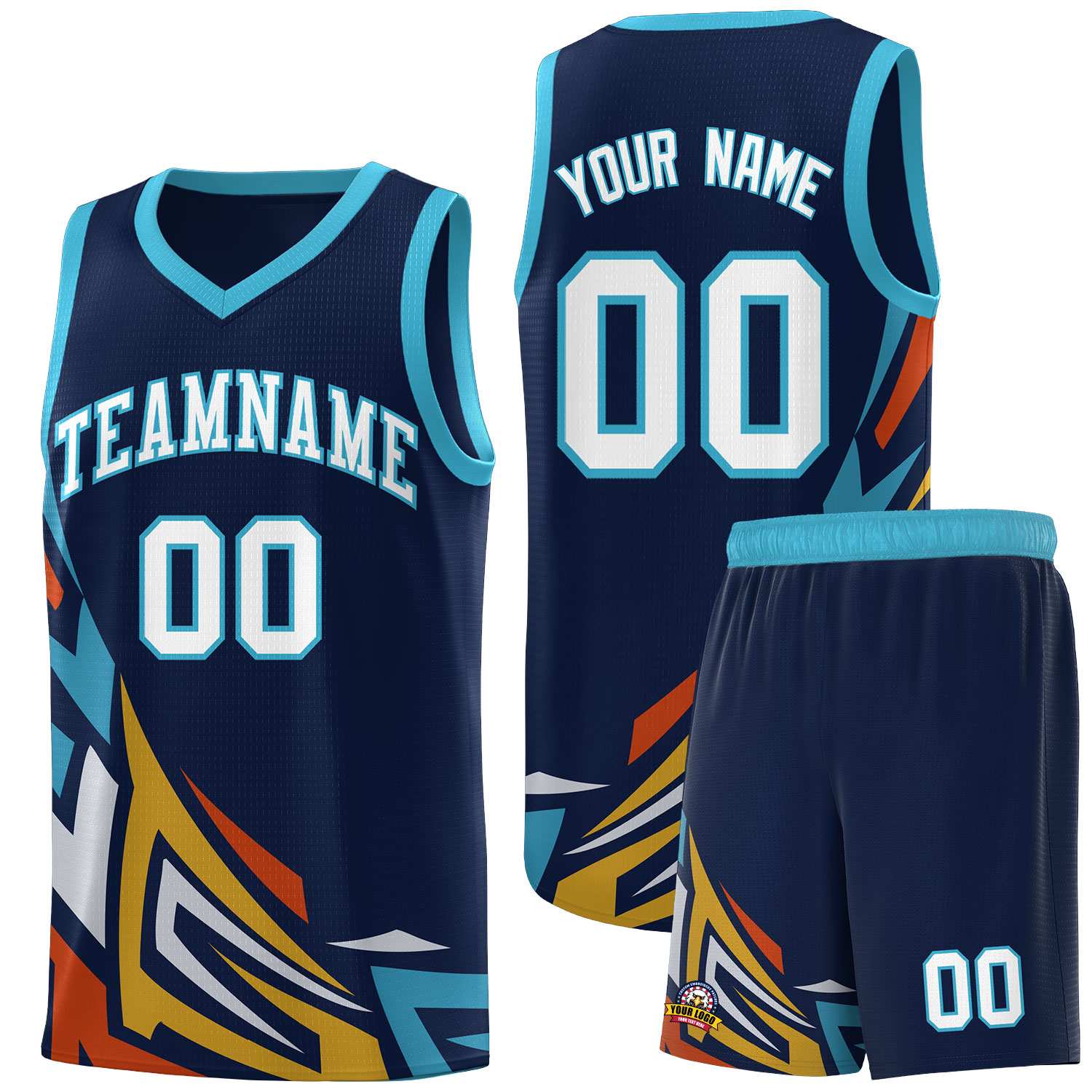 Custom Navy Gradient Graffiti Pattern Sports Uniform Basketball Jersey