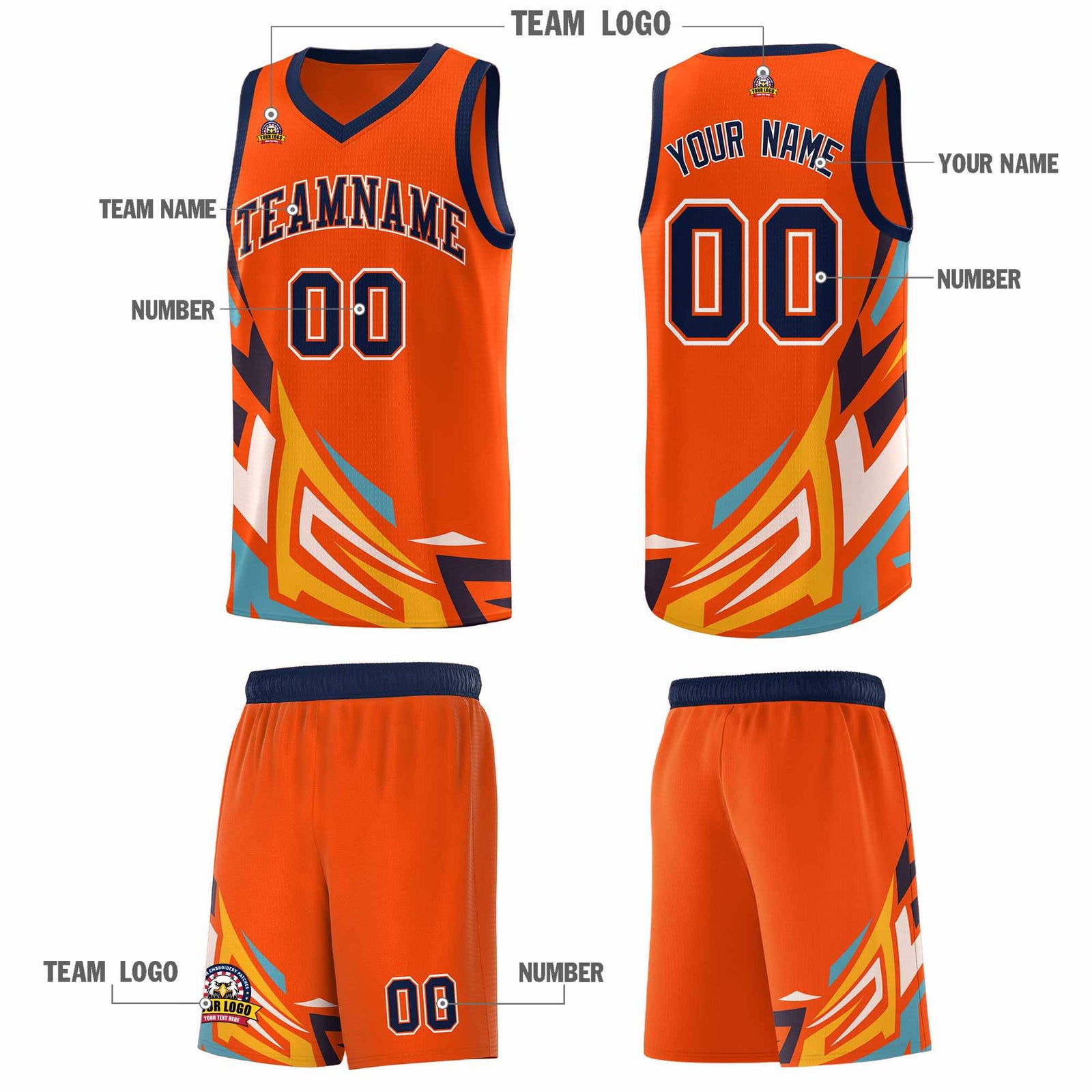 Custom Orange Gradient Graffiti Pattern Sports Uniform Basketball Jersey