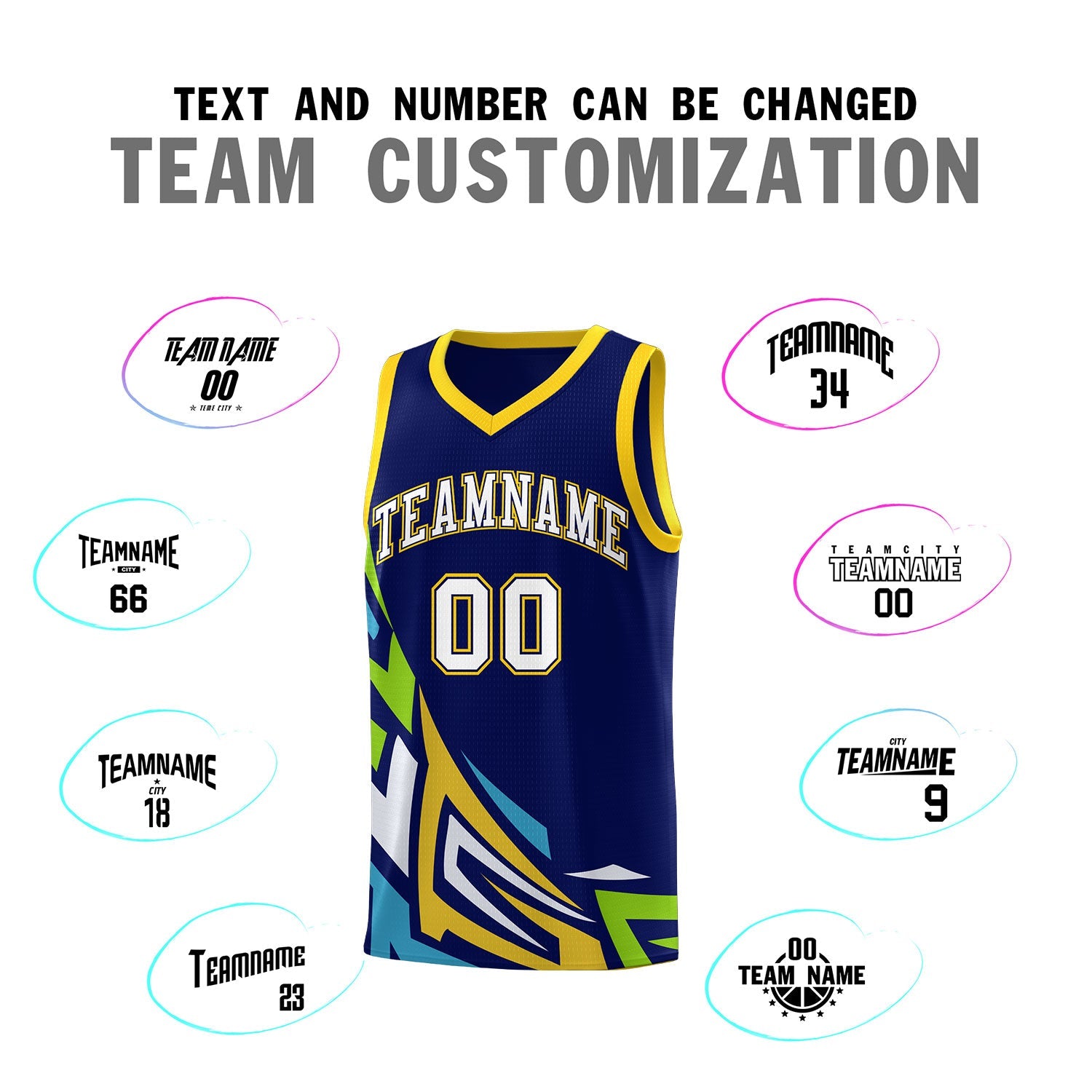 Custom Navy Gradient Graffiti Pattern Sports Uniform Basketball Jersey