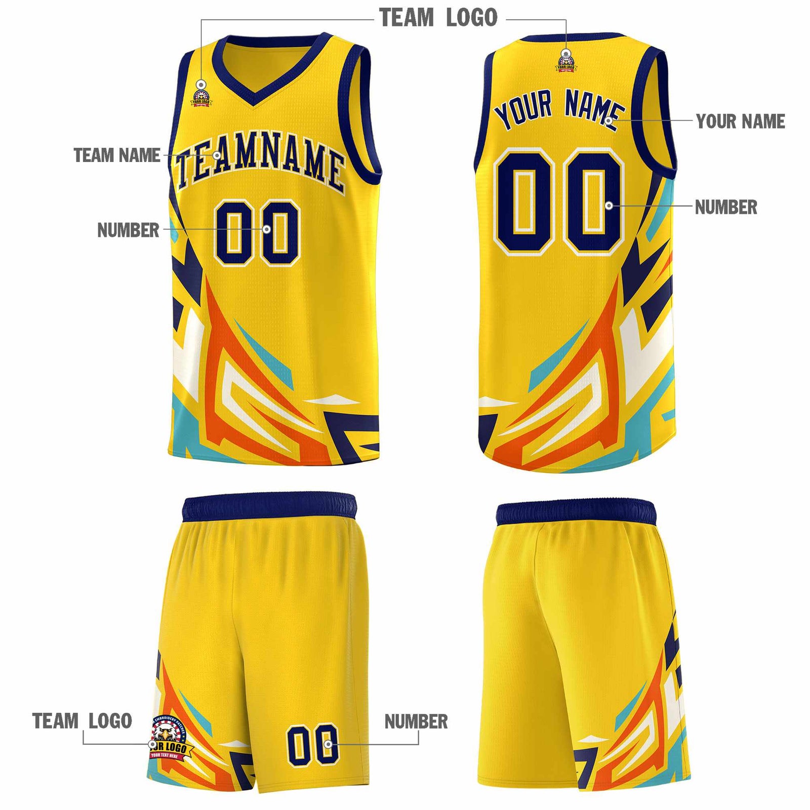 Custom Gold Gradient Graffiti Pattern Sports Uniform Basketball Jersey