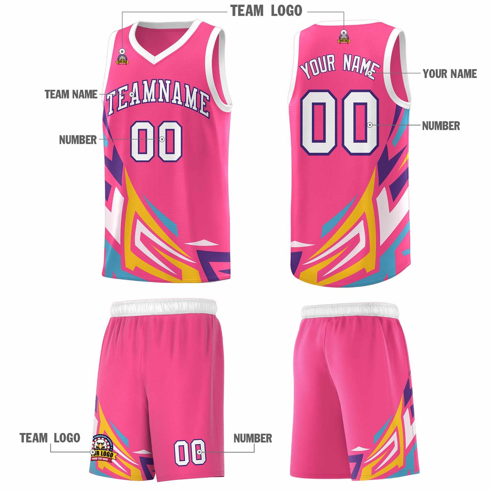 Custom Pink Gradient Graffiti Pattern Sports Uniform Basketball Jersey