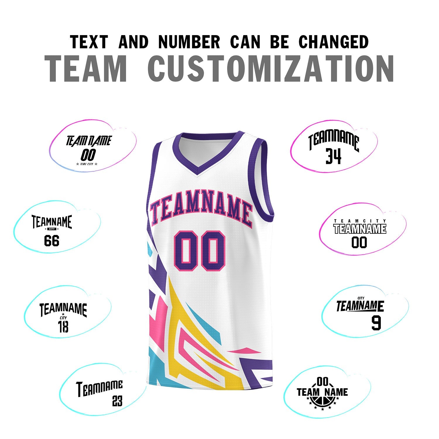 Custom White Gradient Graffiti Pattern Sports Uniform Basketball Jersey