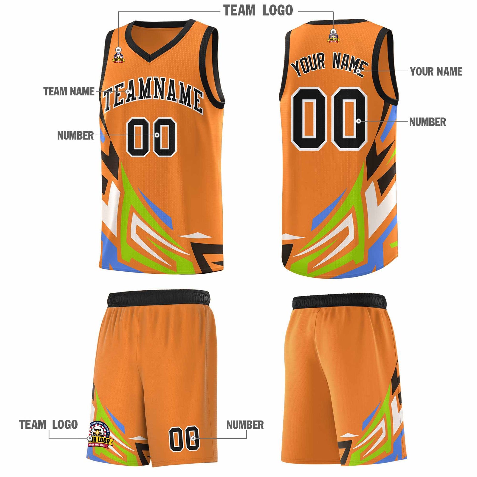 Custom Gold Orange Gradient Graffiti Pattern Sports Uniform Basketball Jersey