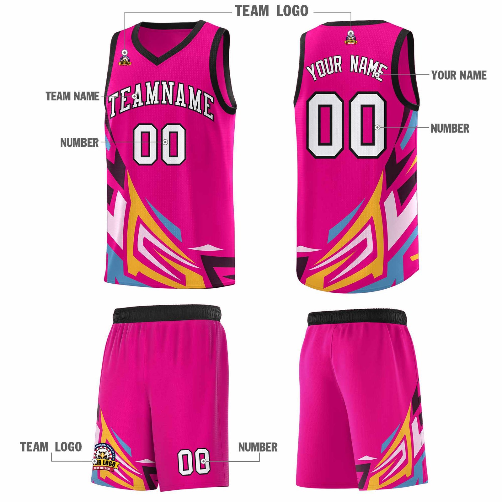 Custom Pink Gradient Graffiti Pattern Sports Uniform Basketball Jersey