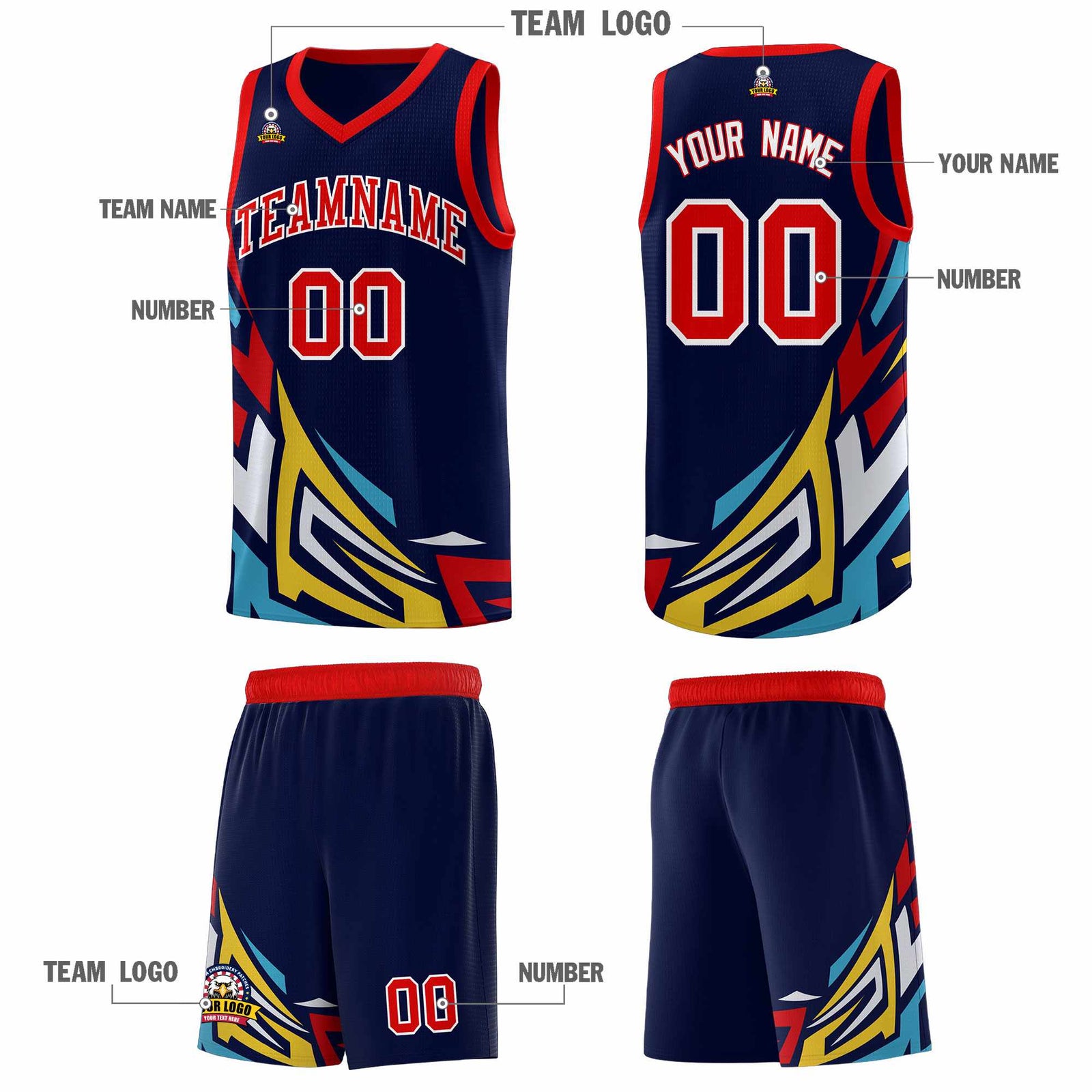 Custom Navy Gradient Graffiti Pattern Sports Uniform Basketball Jersey