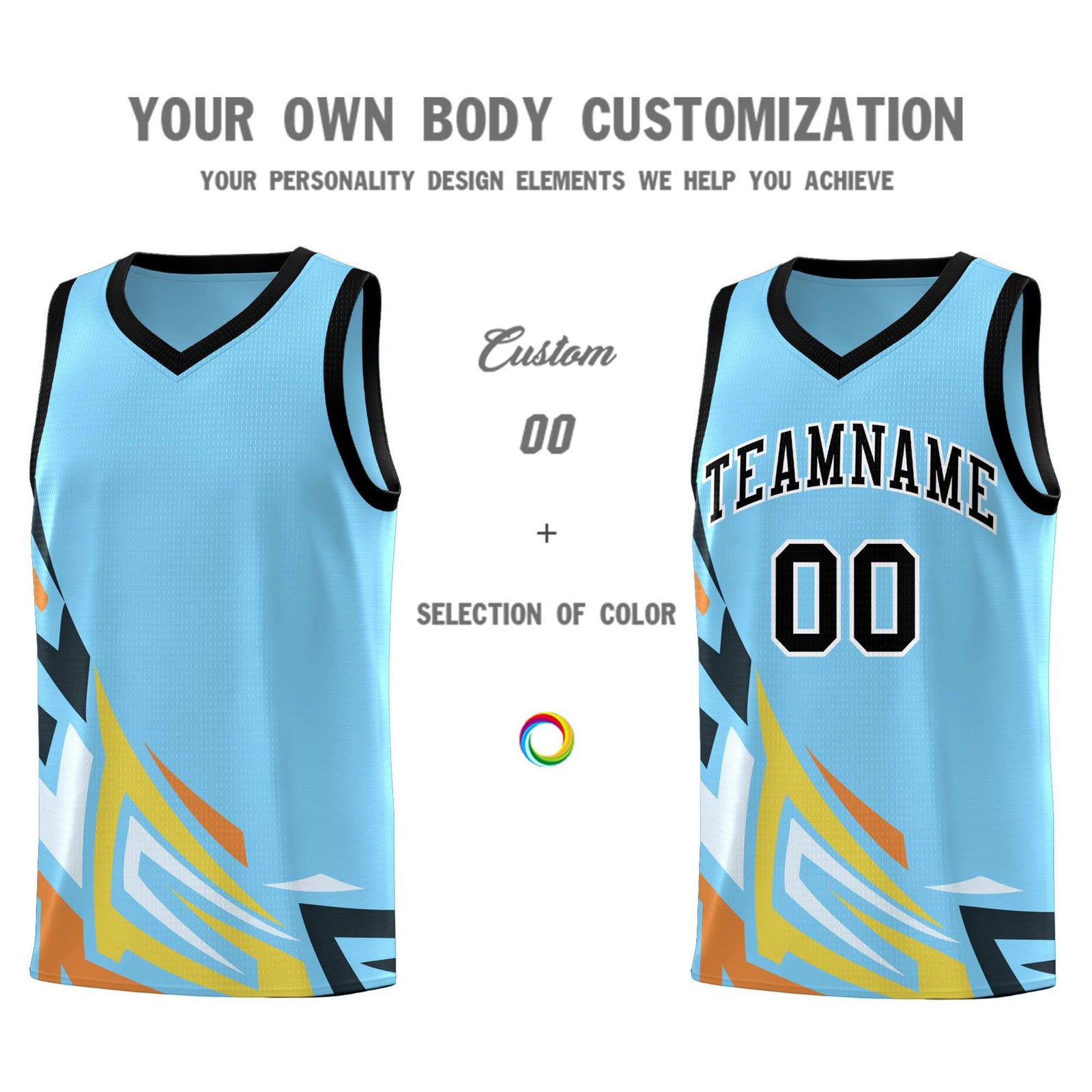 Custom Light Blue Gradient Graffiti Pattern Sports Uniform Basketball Jersey