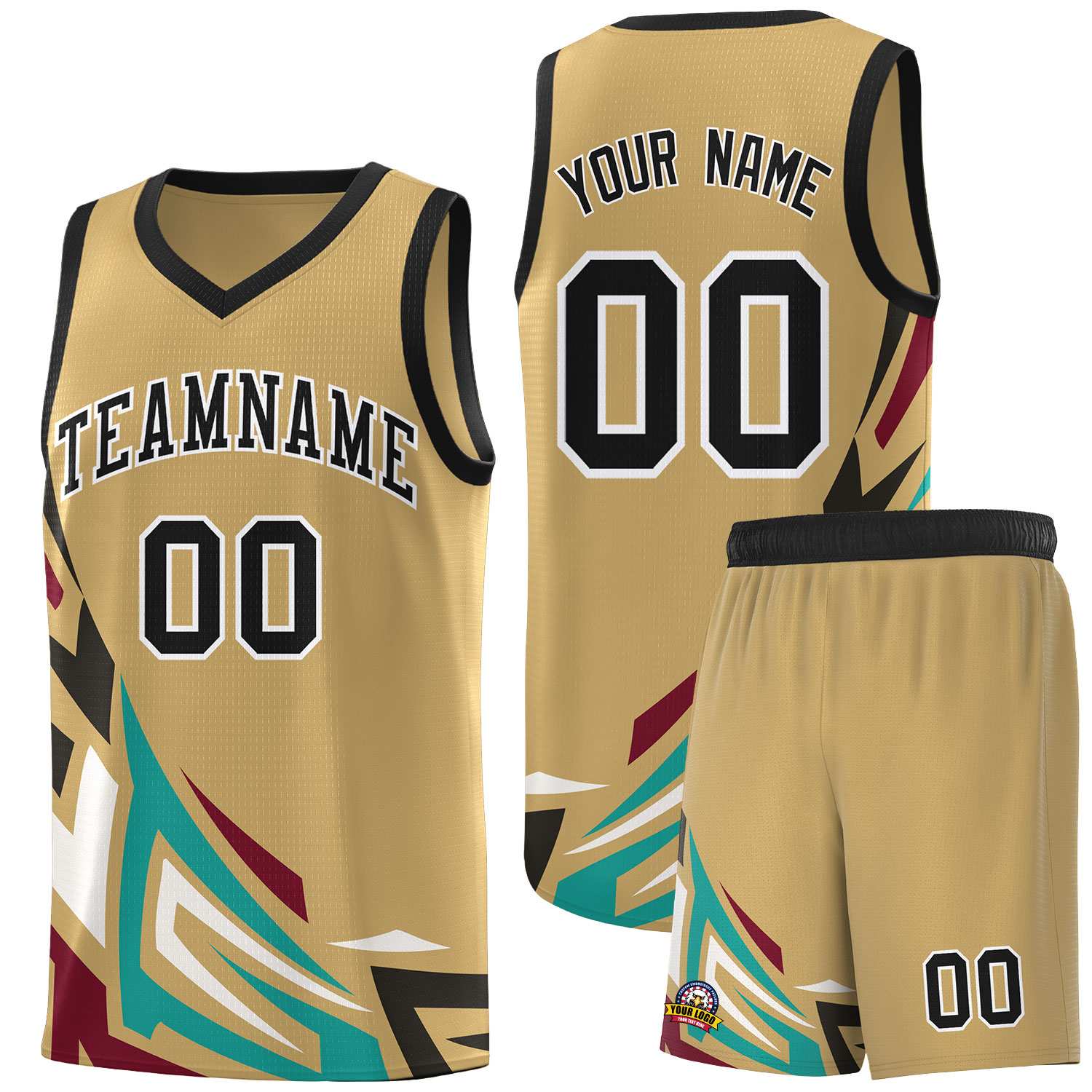 Custom Old Gold Gradient Graffiti Pattern Sports Uniform Basketball Jersey