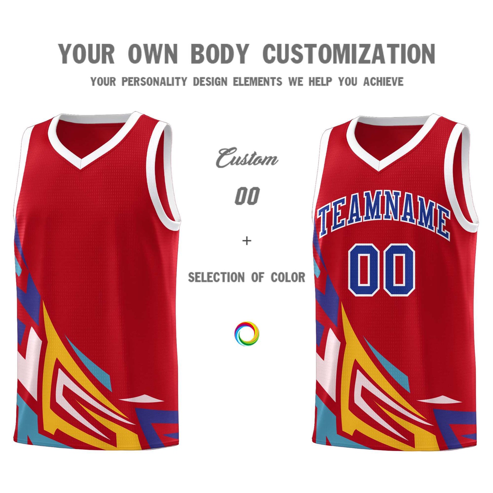 Custom Red Gradient Graffiti Pattern Sports Uniform Basketball Jersey