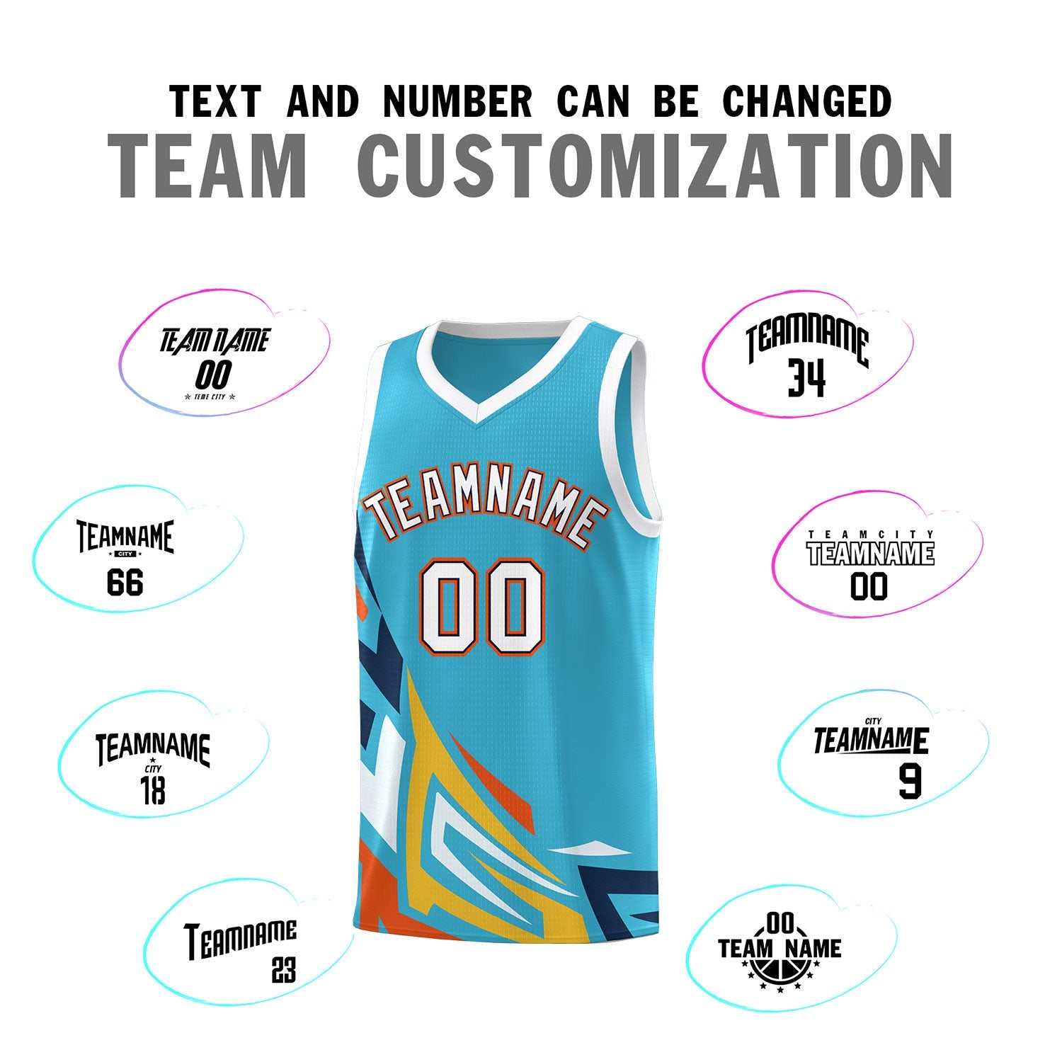 Custom Sky Blue Gradient Graffiti Pattern Sports Uniform Basketball Jersey