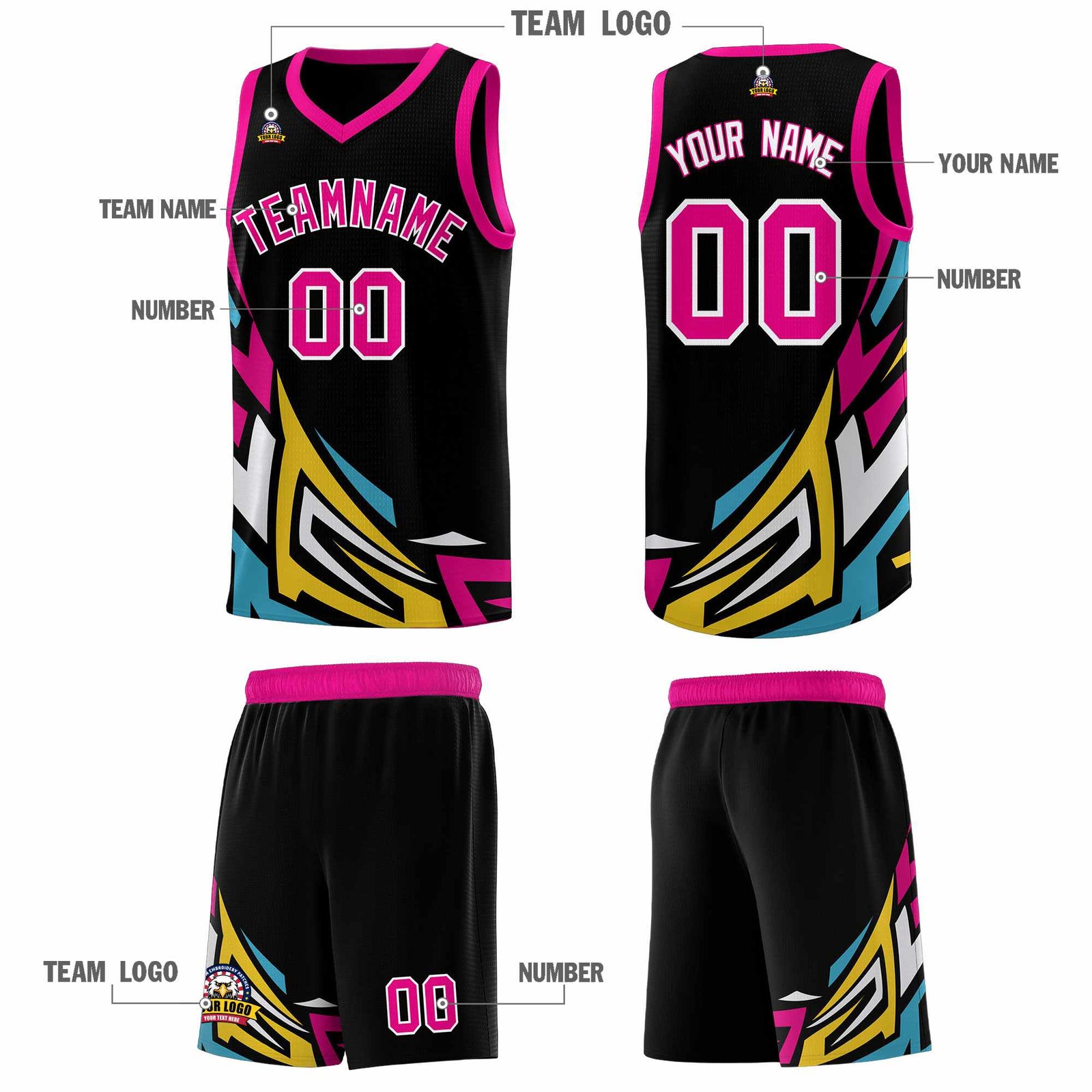 Custom Black Gradient Graffiti Pattern Sports Uniform Basketball Jersey