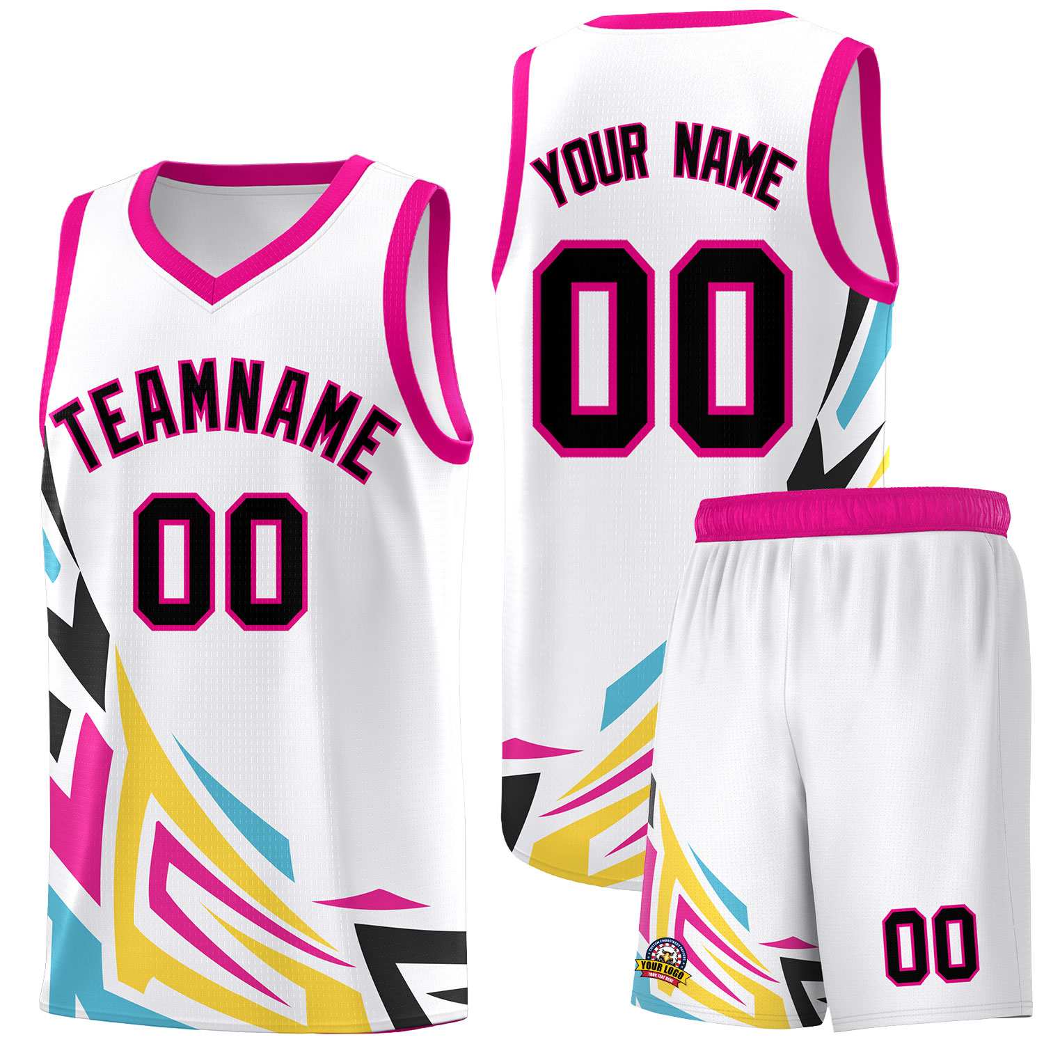 Custom White Gradient Graffiti Pattern Sports Uniform Basketball Jersey