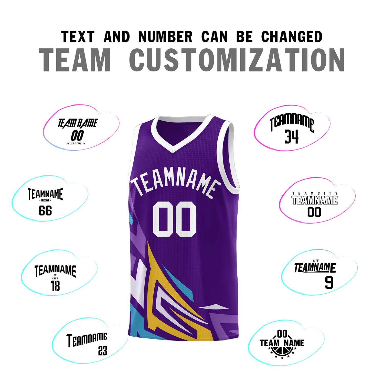Custom Purple Gradient Graffiti Pattern Sports Uniform Basketball Jersey
