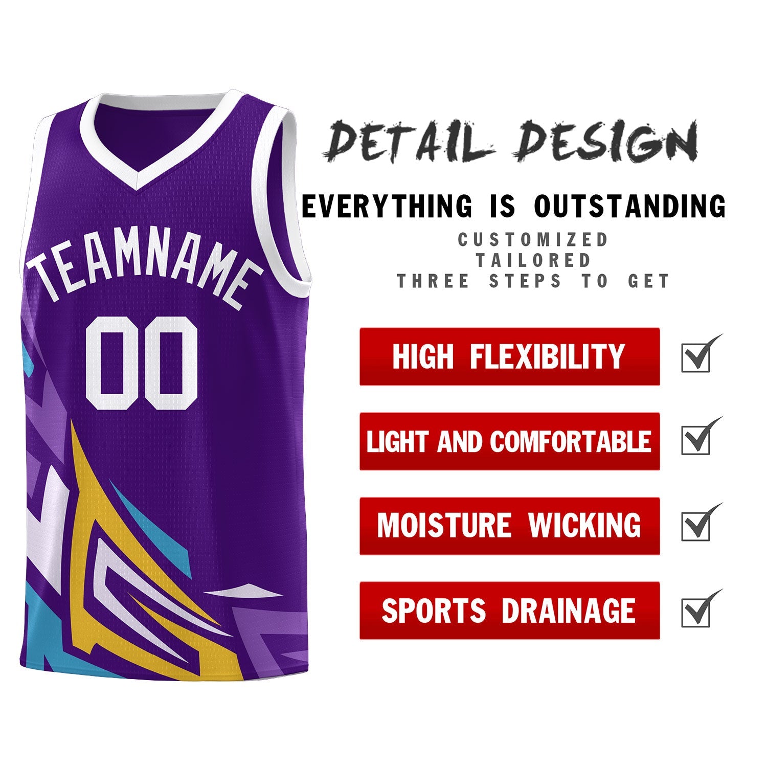 Custom Purple Gradient Graffiti Pattern Sports Uniform Basketball Jersey