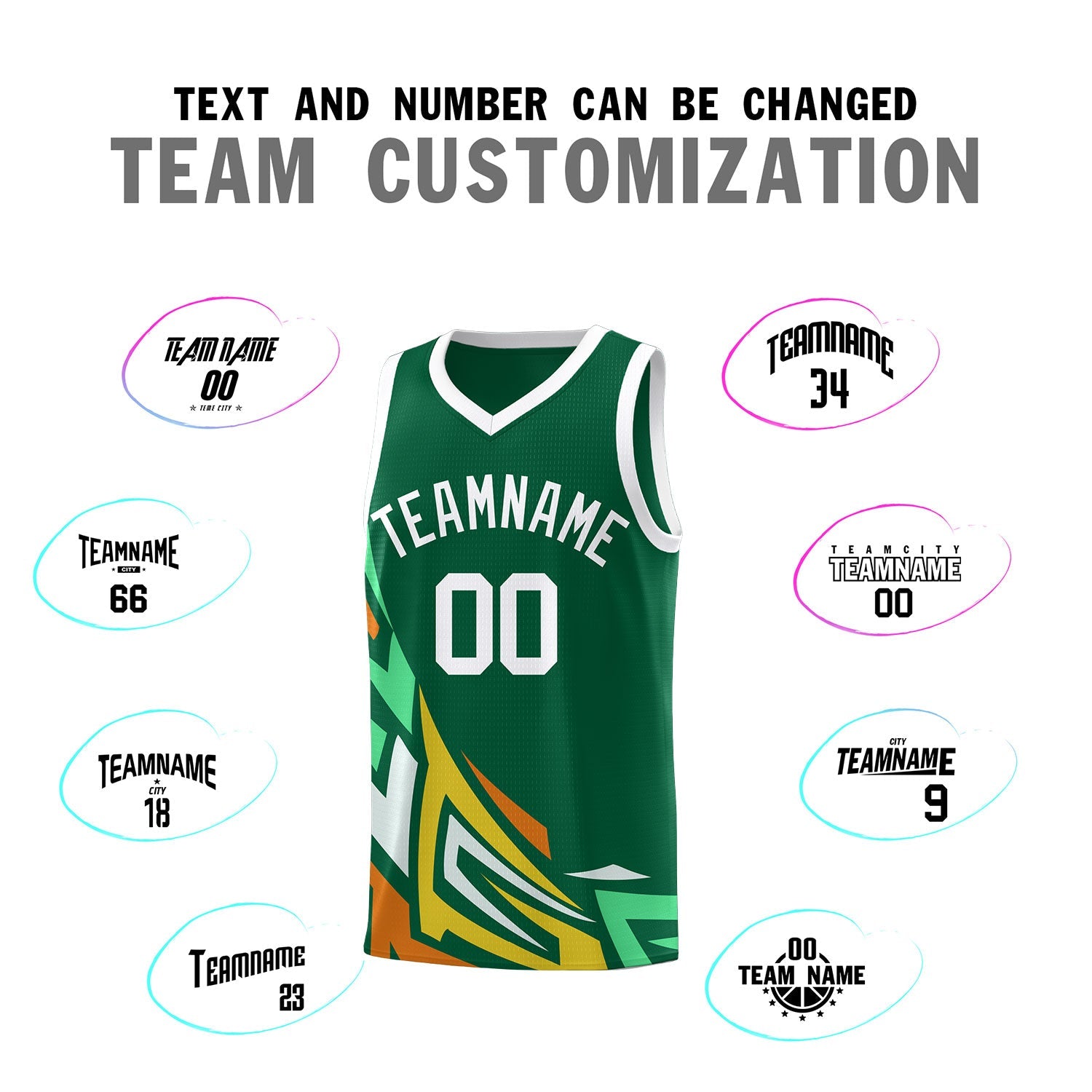 Custom Kelly Green Gradient Graffiti Pattern Sports Uniform Basketball Jersey