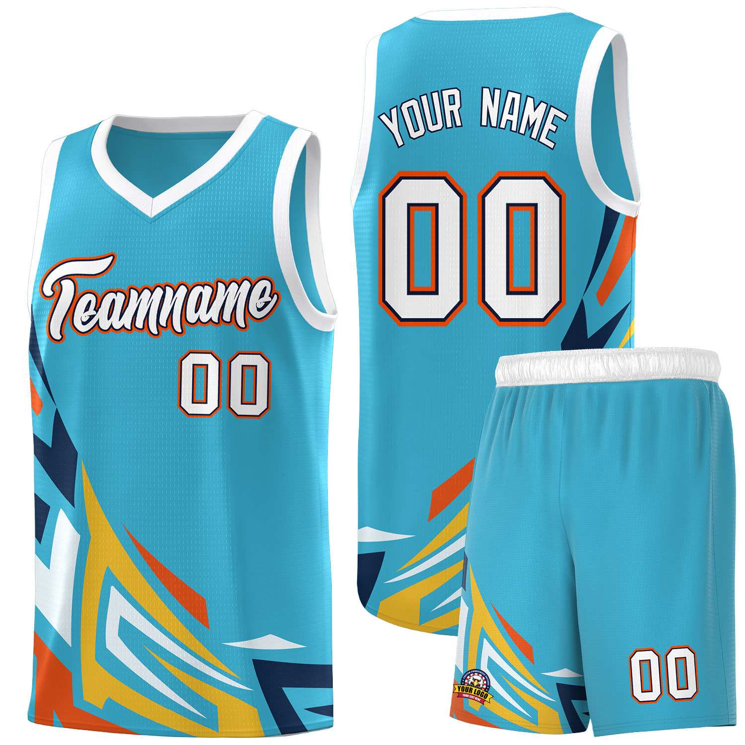 Custom Sky Blue Gradient Graffiti Pattern Sports Uniform Basketball Jersey