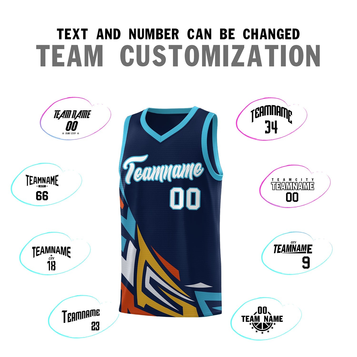 Custom Navy Gradient Graffiti Pattern Sports Uniform Basketball Jersey