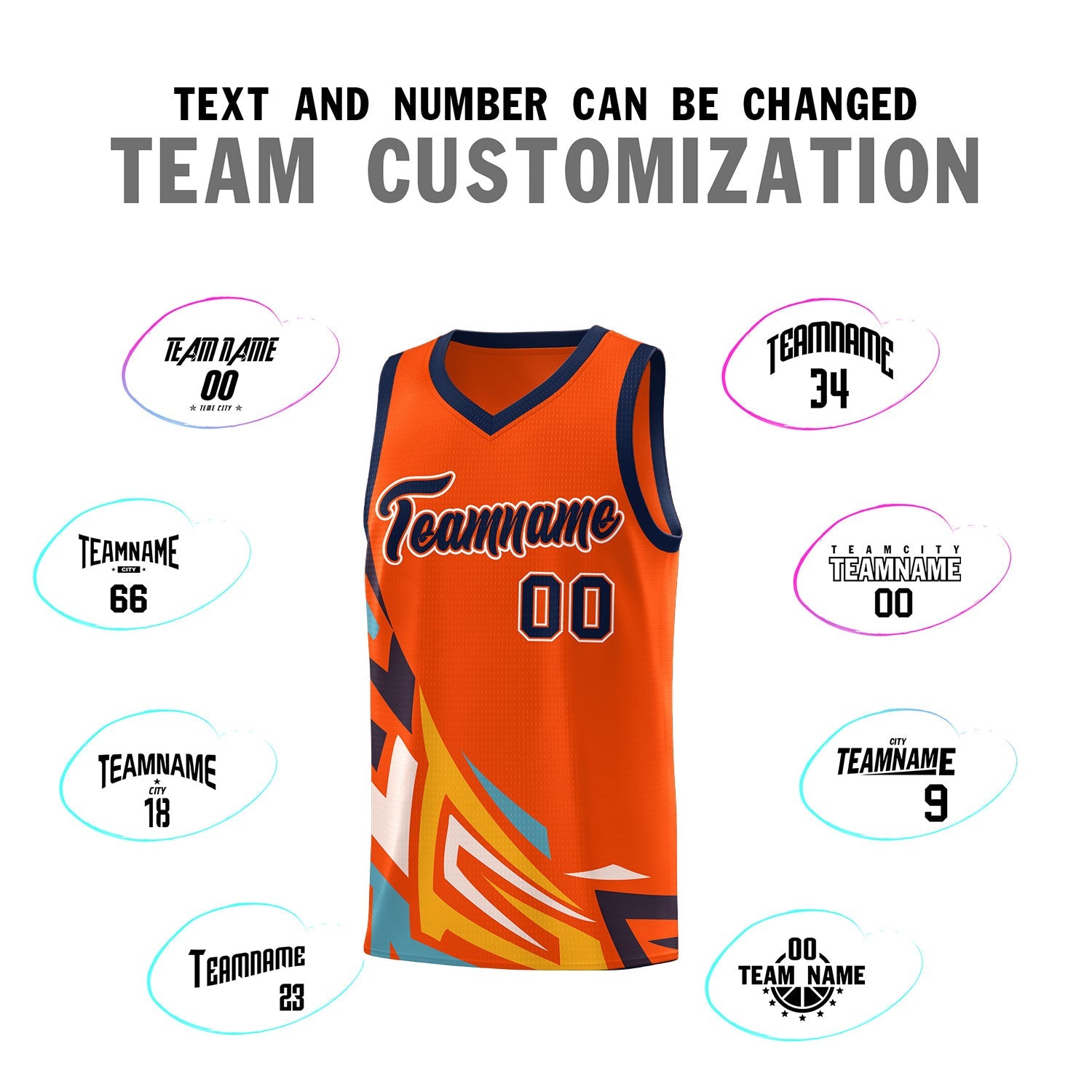 Custom Orange Gradient Graffiti Pattern Sports Uniform Basketball Jersey