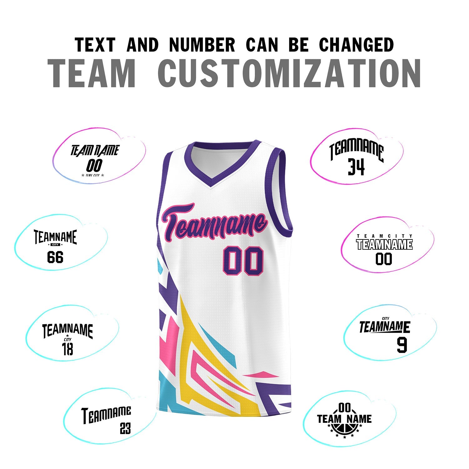 Custom White Gradient Graffiti Pattern Sports Uniform Basketball Jersey