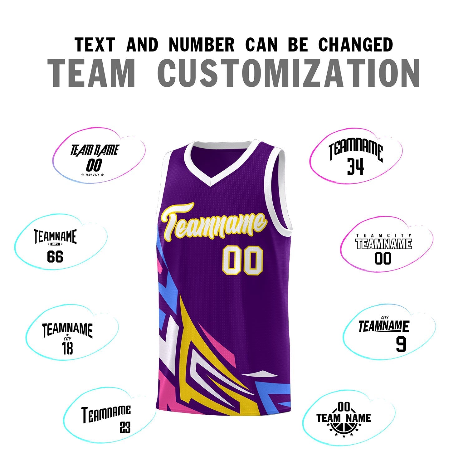 Custom Purple Gradient Graffiti Pattern Sports Uniform Basketball Jersey