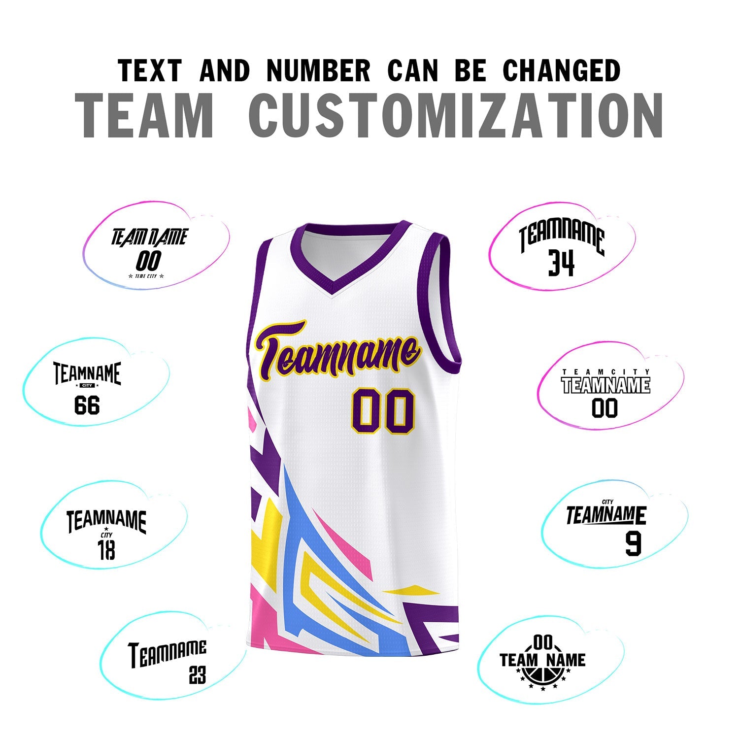 Custom White Gradient Graffiti Pattern Sports Uniform Basketball Jersey