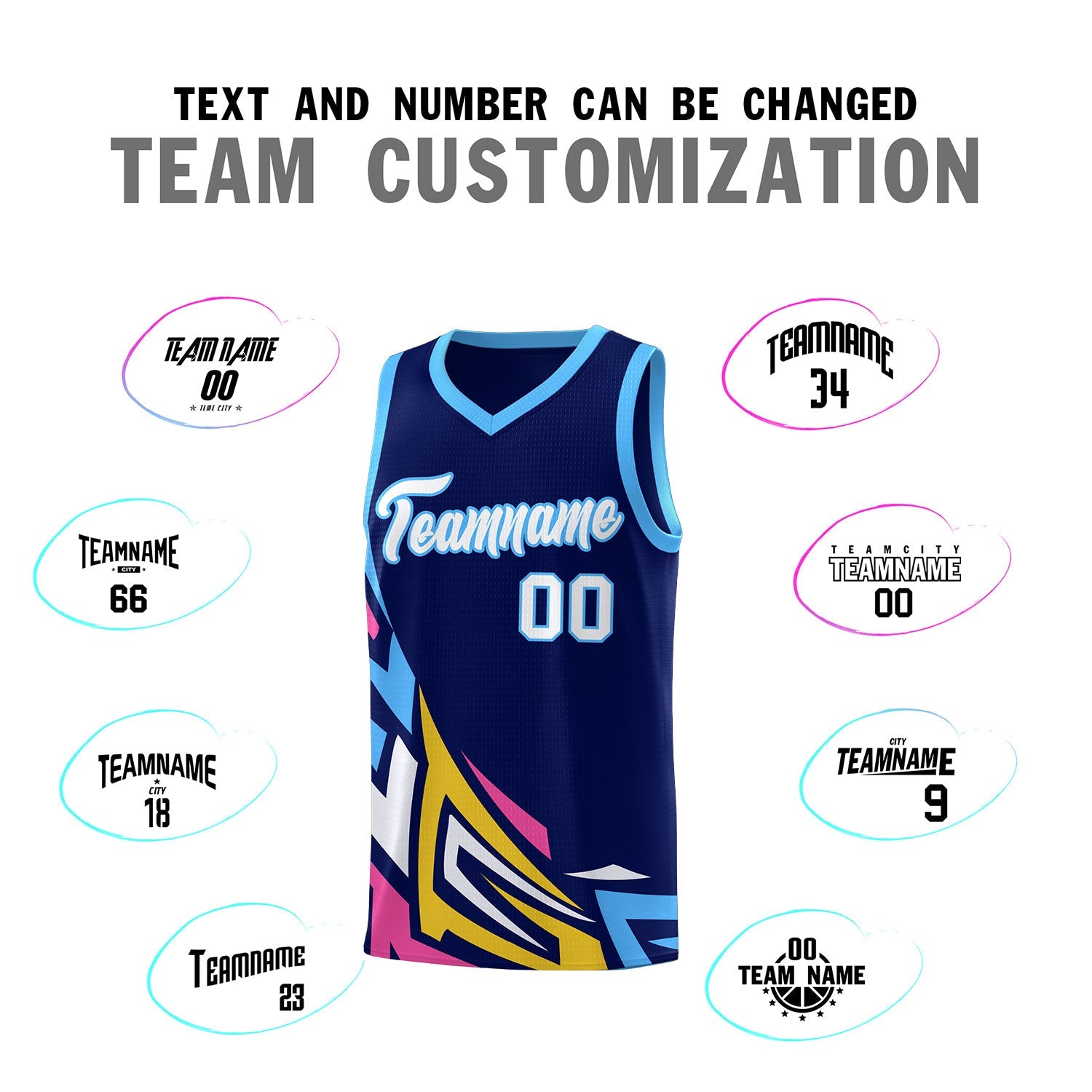 Custom Navy Gradient Graffiti Pattern Sports Uniform Basketball Jersey
