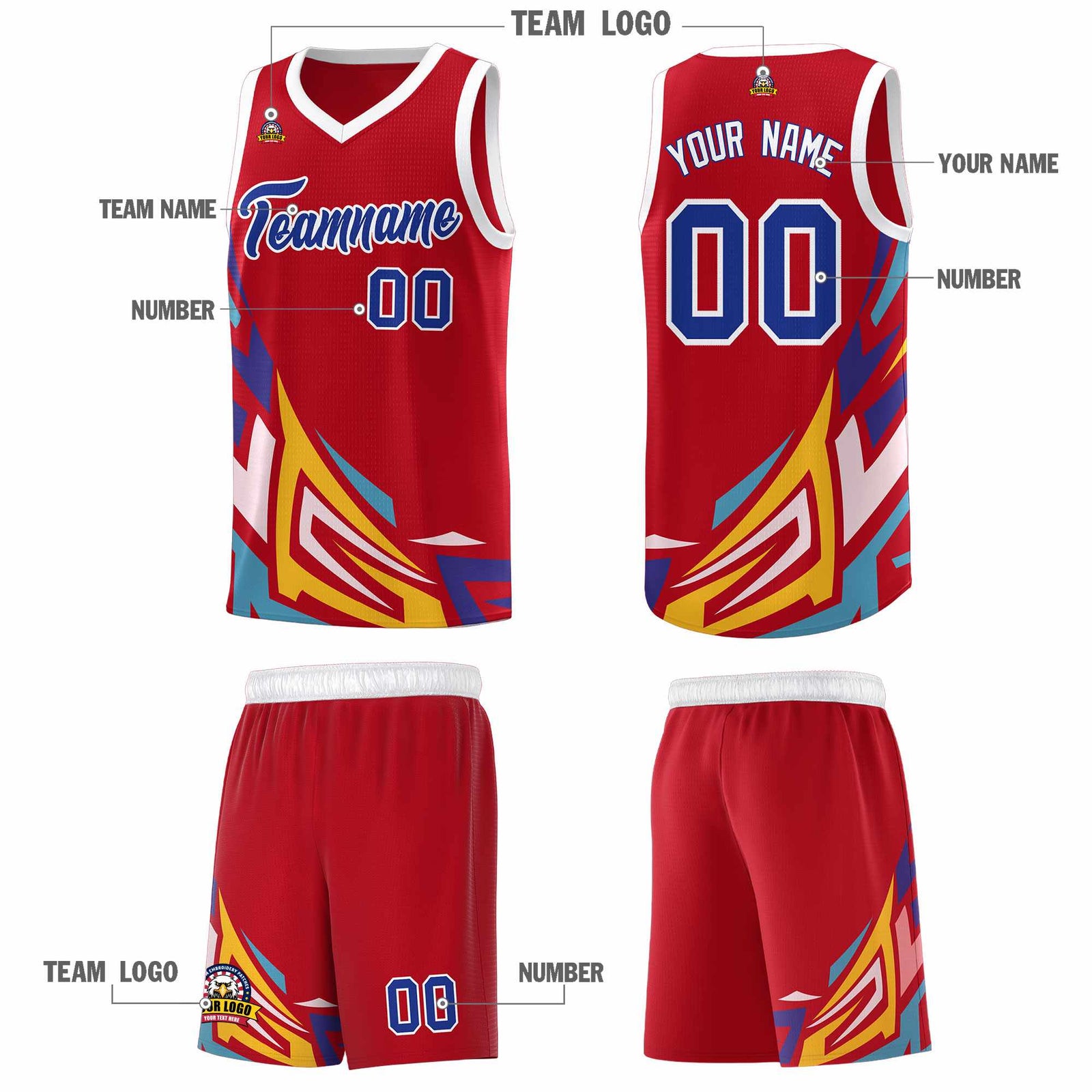 Custom Red Gradient Graffiti Pattern Sports Uniform Basketball Jersey