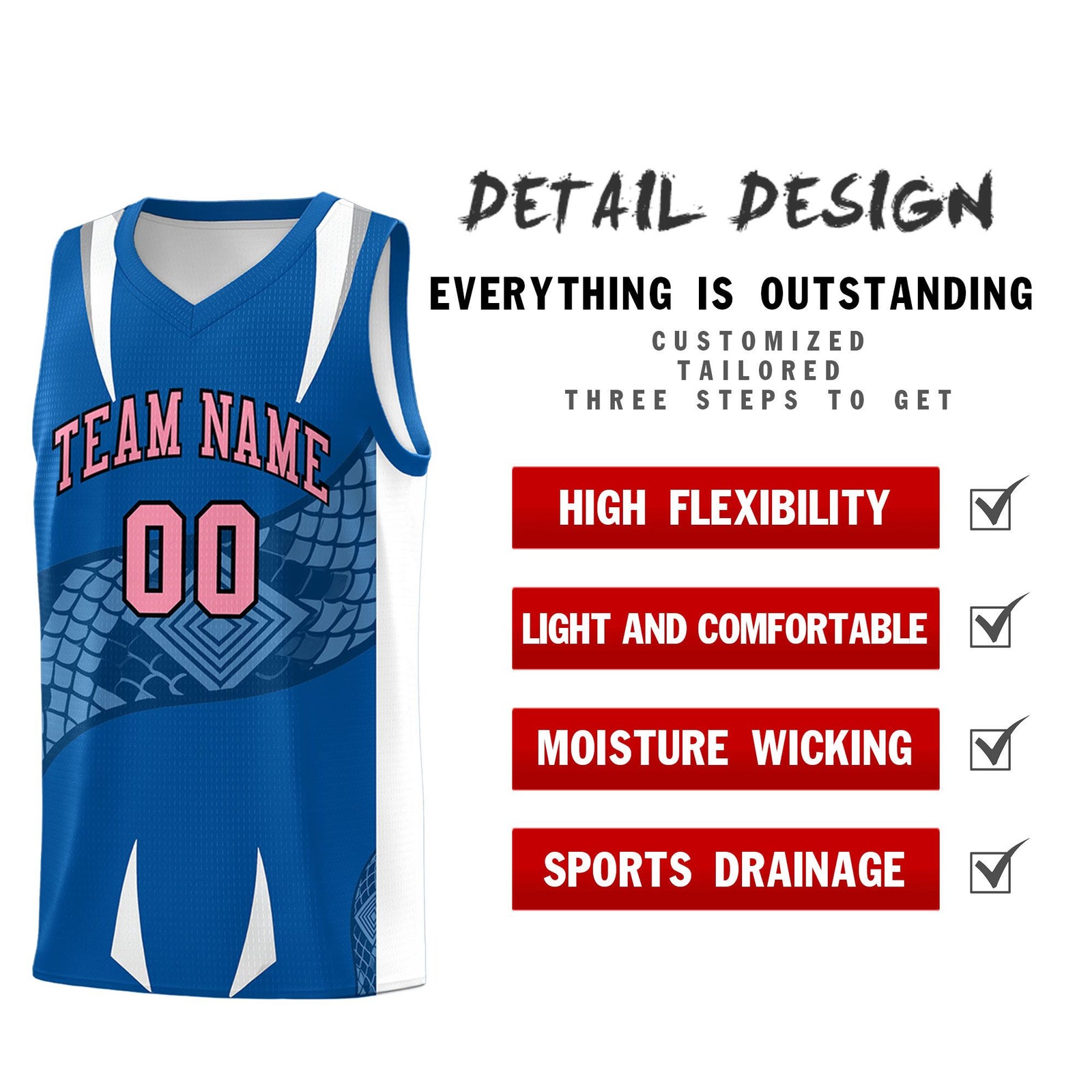 Custom Royal White Snake Scale Venomous Fang Lightweight Graffiti Pattern Basketball Suit Jersey