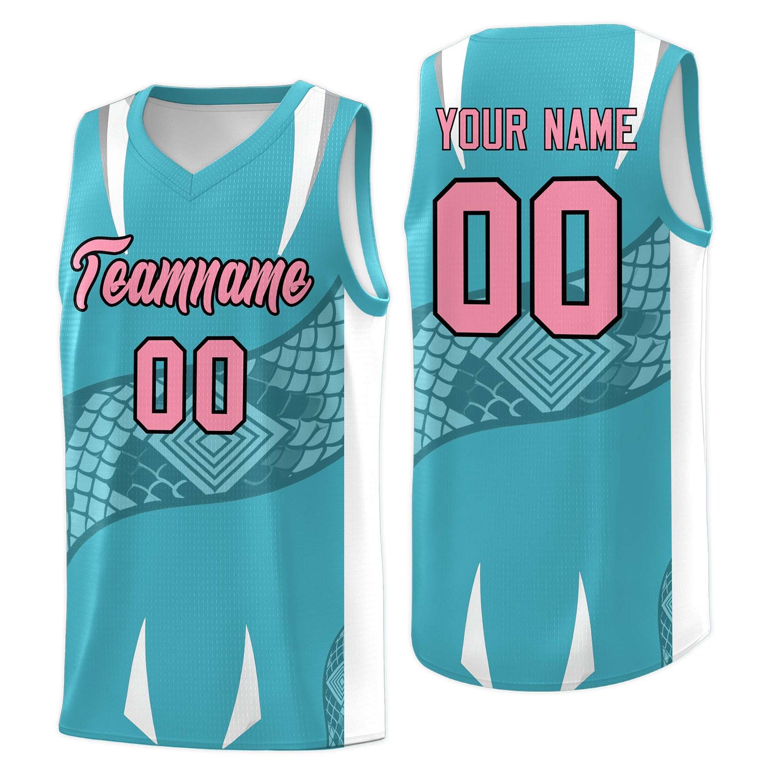 Custom Sky Blue White Snake Scale Venomous Fang Drapable Graffiti Pattern Basketball Suit Jersey