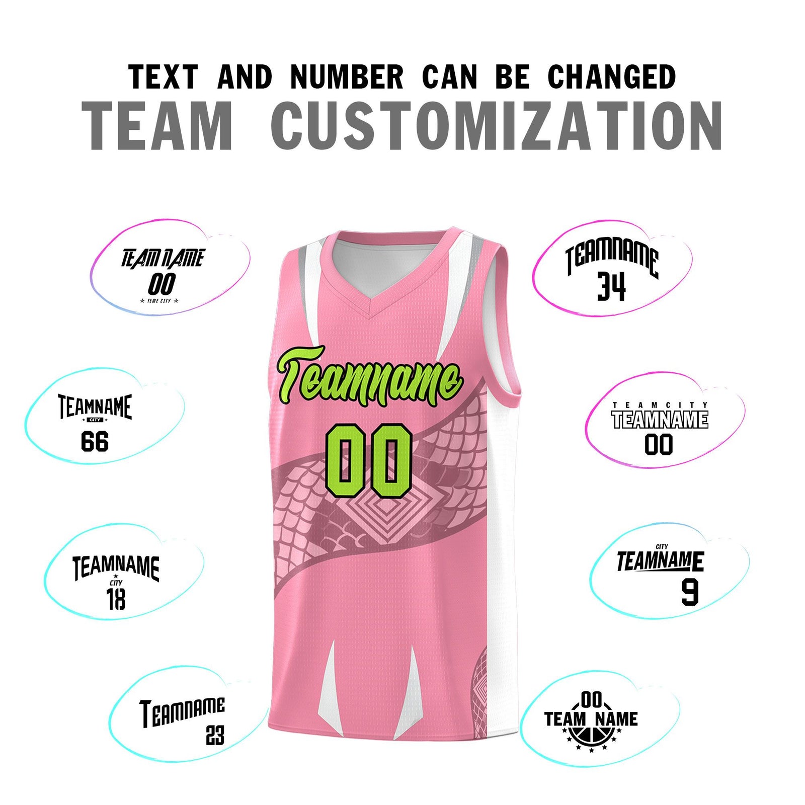 Custom Light Pink White Snake Scale Venomous Fang Drapable Graffiti Pattern Basketball Suit Jersey