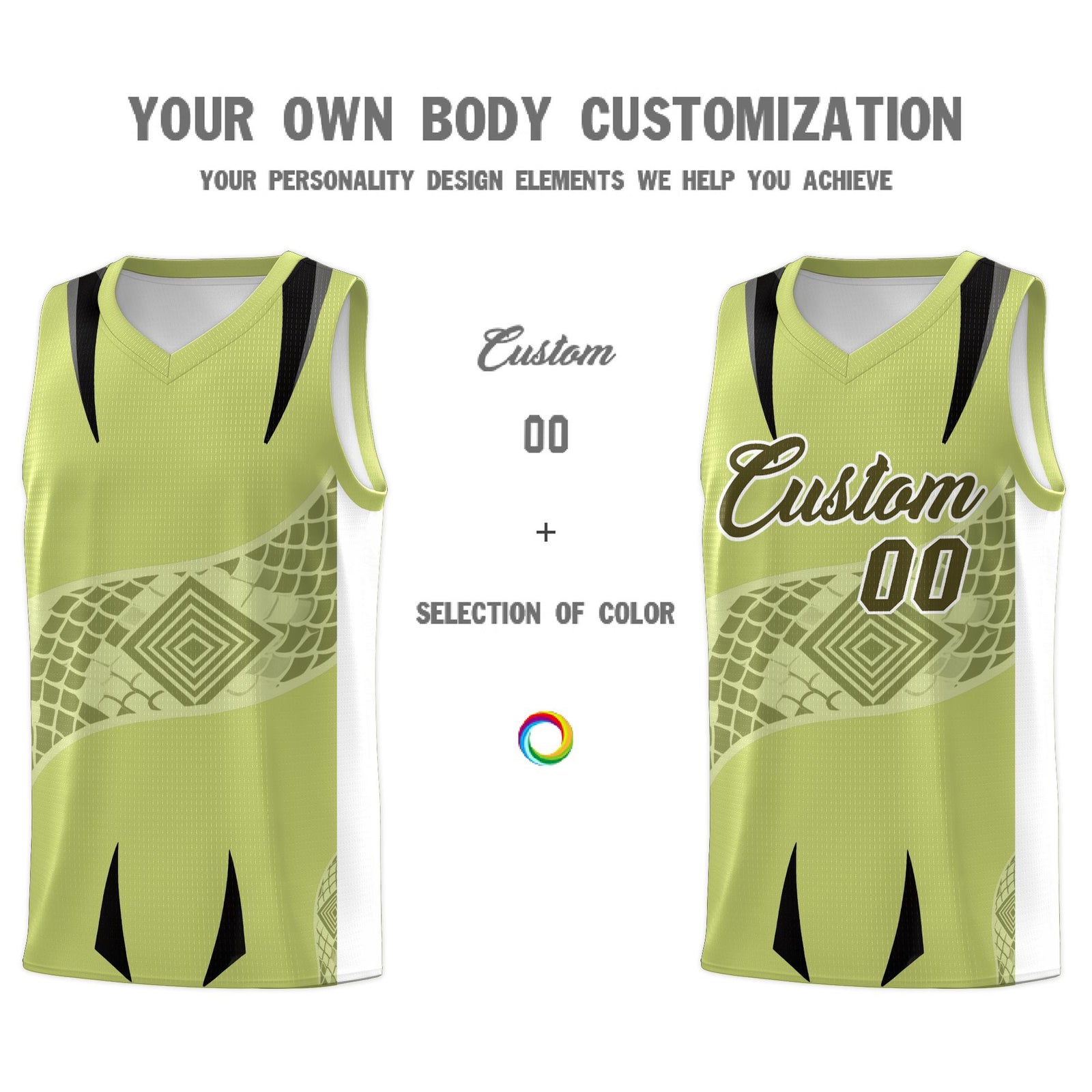 Custom Champagne White Snake Scale Venomous Fang for Clubs Graffiti Pattern Basketball Suit Jersey