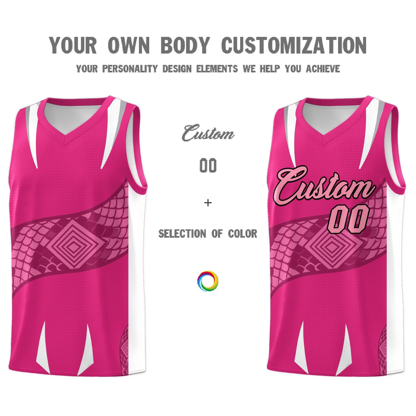 Custom Rose Red White Snake Scale Venomous Fang Breathable Graffiti Pattern Basketball Suit Jersey