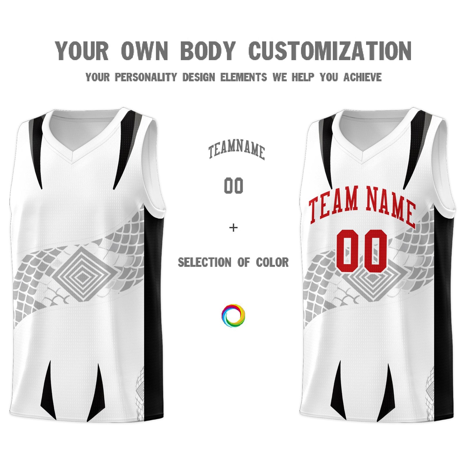 Custom White Black Snake Scale Venomous Fang for Leagues Graffiti Pattern Basketball Suit Jersey