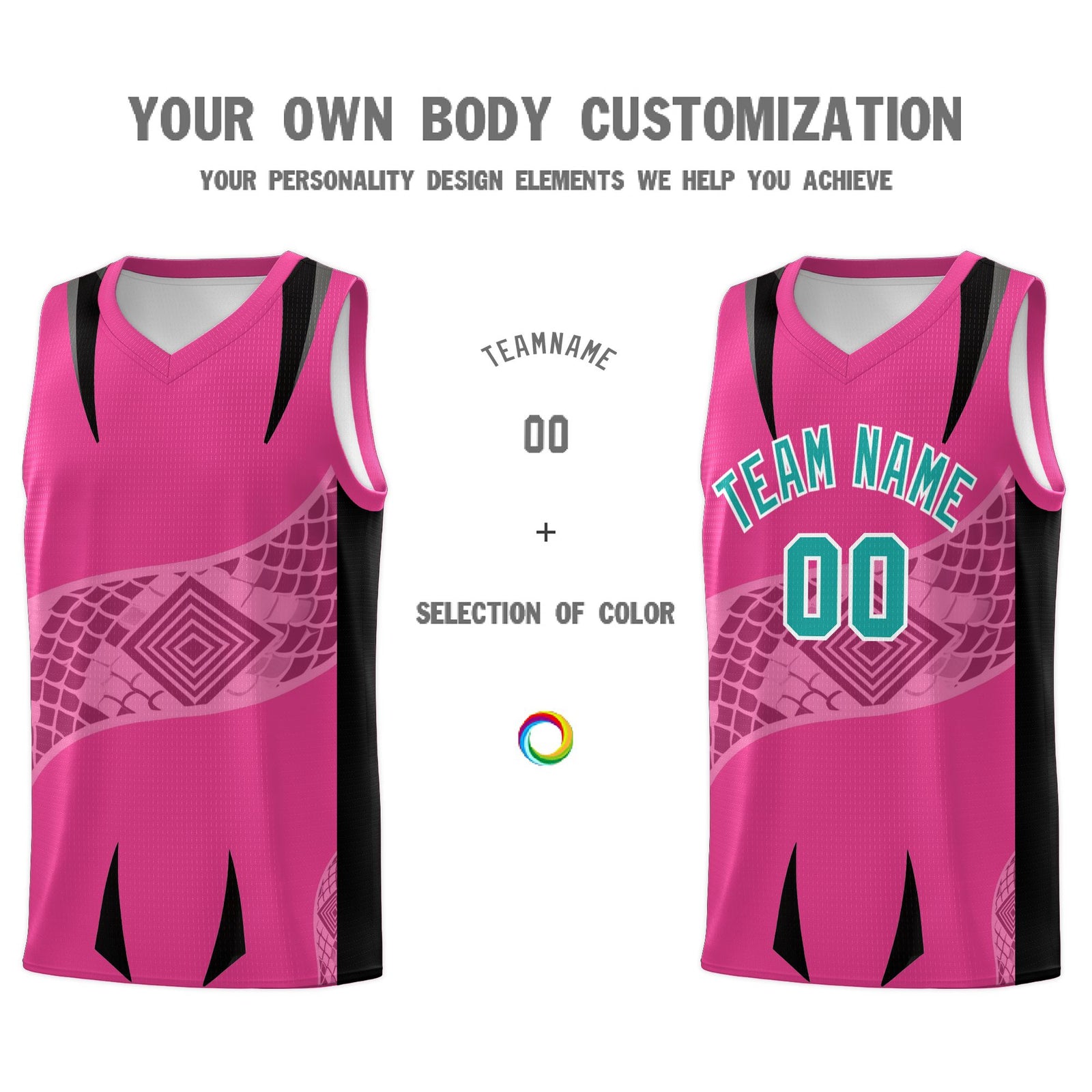 Custom Rose Red Black Snake Scale Venomous Fang for Team Graffiti Pattern Basketball Suit Jersey