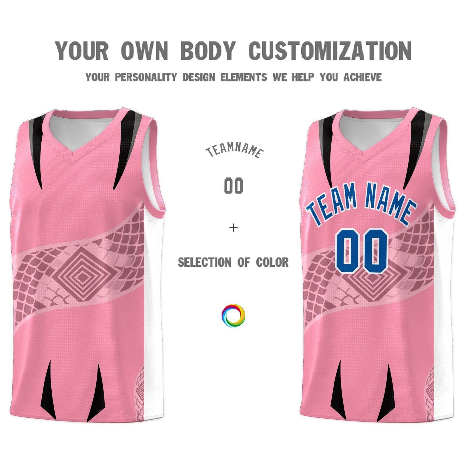 Custom Light Pink White Snake Scale Venomous Fang for Team Graffiti Pattern Basketball Suit Jersey