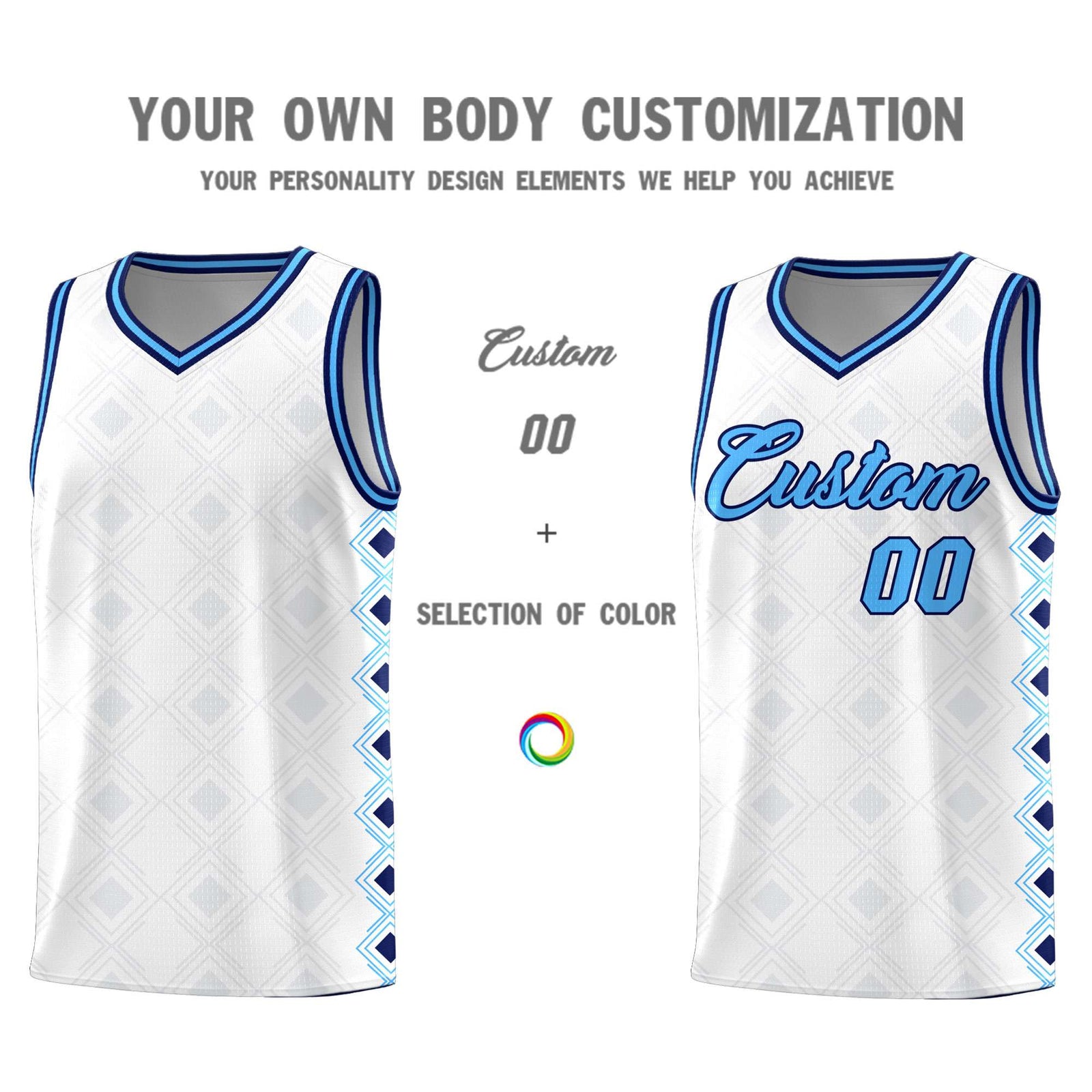 Custom White Side Blocks Sports Uniform Basketball Jersey