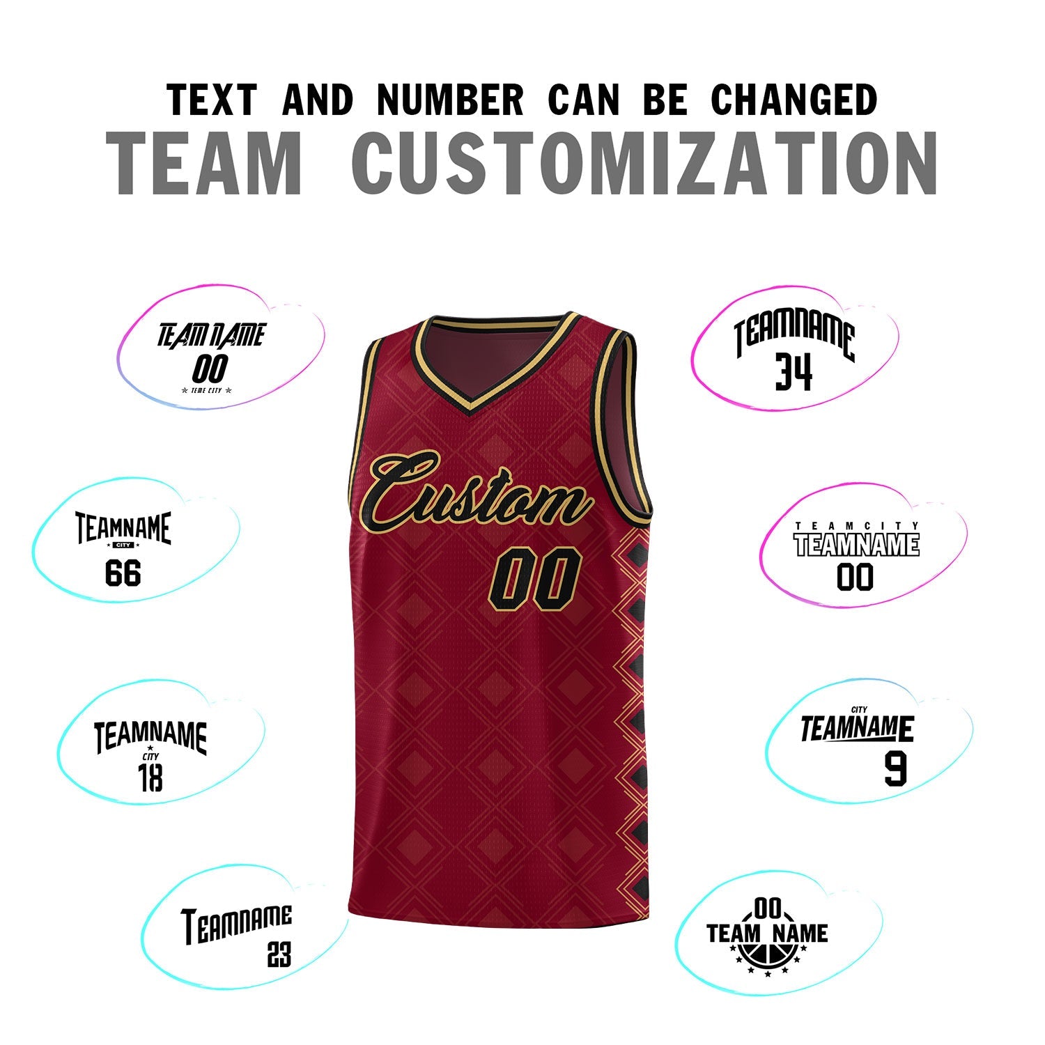 Custom Crimson Side Blocks Sports Uniform Basketball Jersey