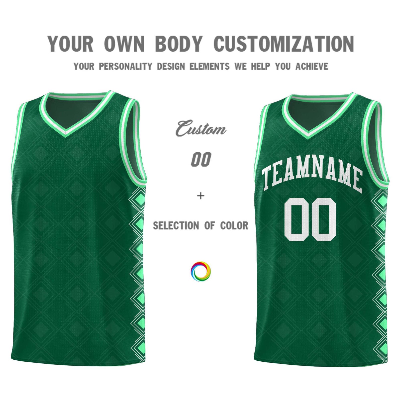 Custom Kelly Green Side Blocks Sports Uniform Basketball Jersey