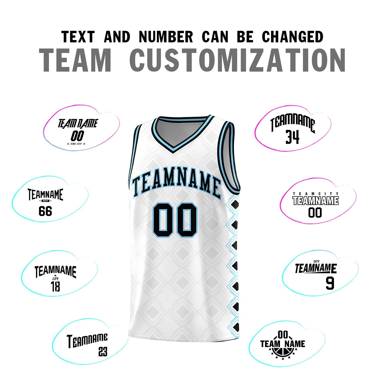 Custom White Side Blocks Sports Uniform Basketball Jersey