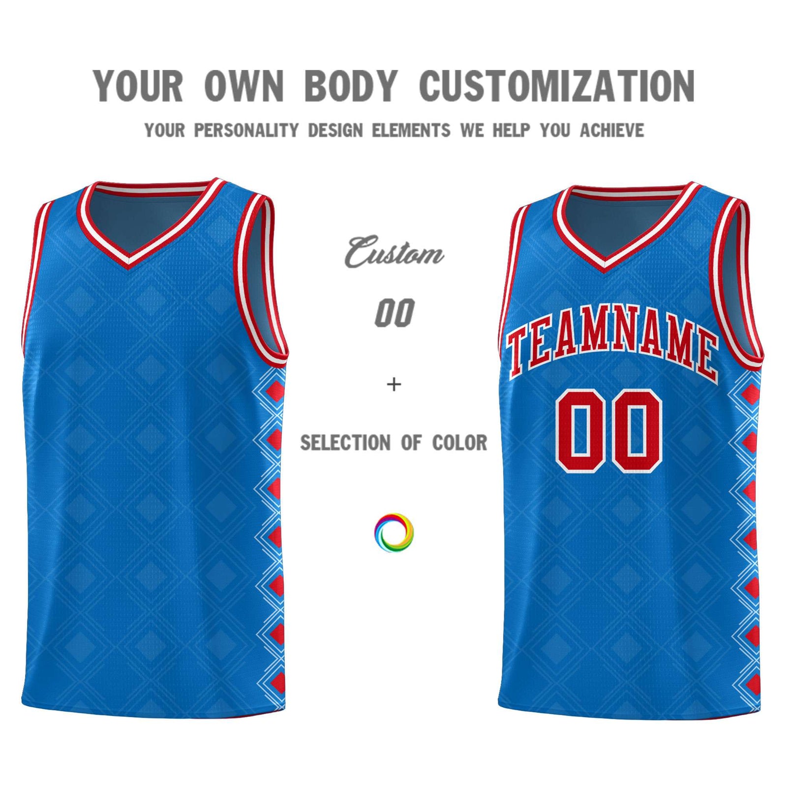 Custom Royal Side Blocks Sports Uniform Basketball Jersey