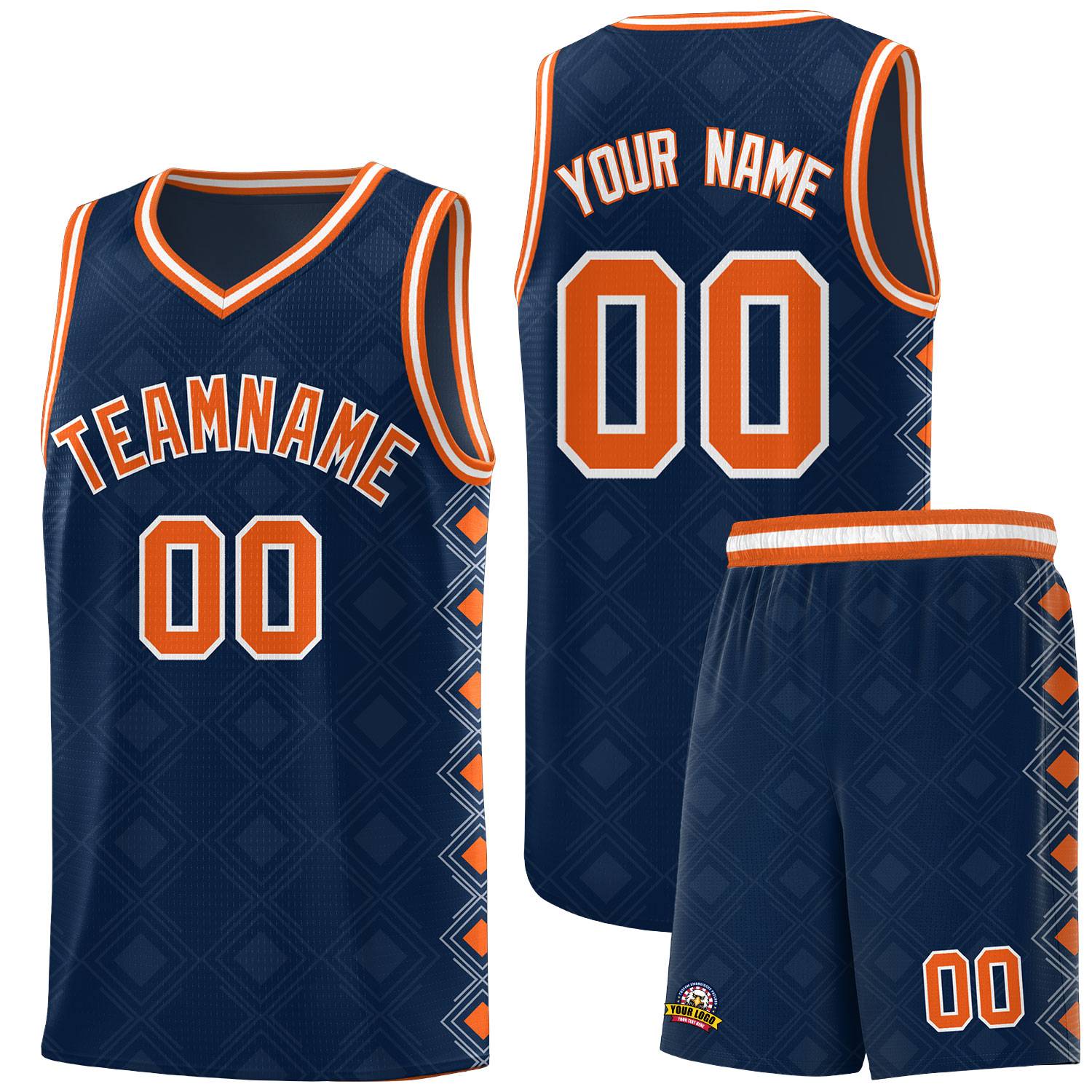 Custom Navy Side Blocks Sports Uniform Basketball Jersey